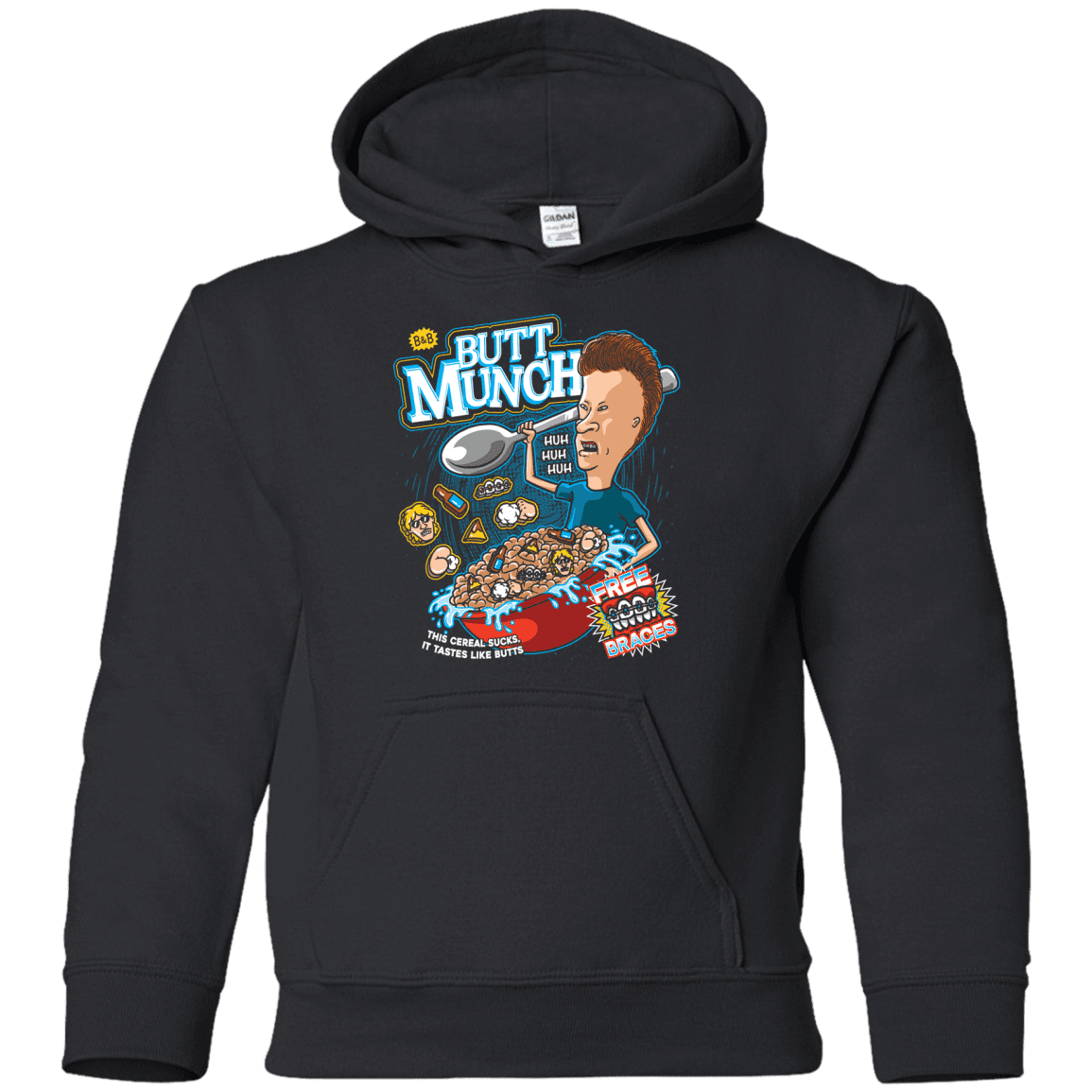 Sweatshirts Black / YS Buttmunch Cereal Youth Hoodie