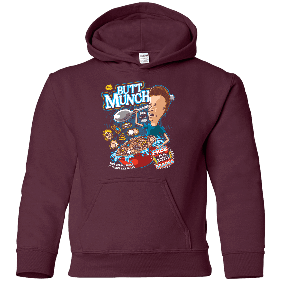 Sweatshirts Maroon / YS Buttmunch Cereal Youth Hoodie