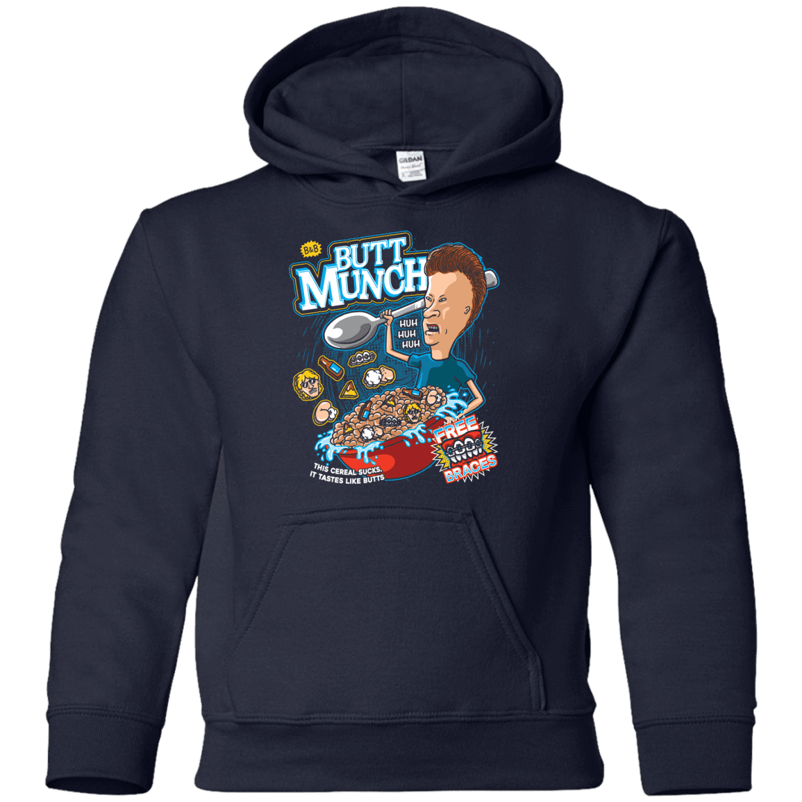 Sweatshirts Navy / YS Buttmunch Cereal Youth Hoodie