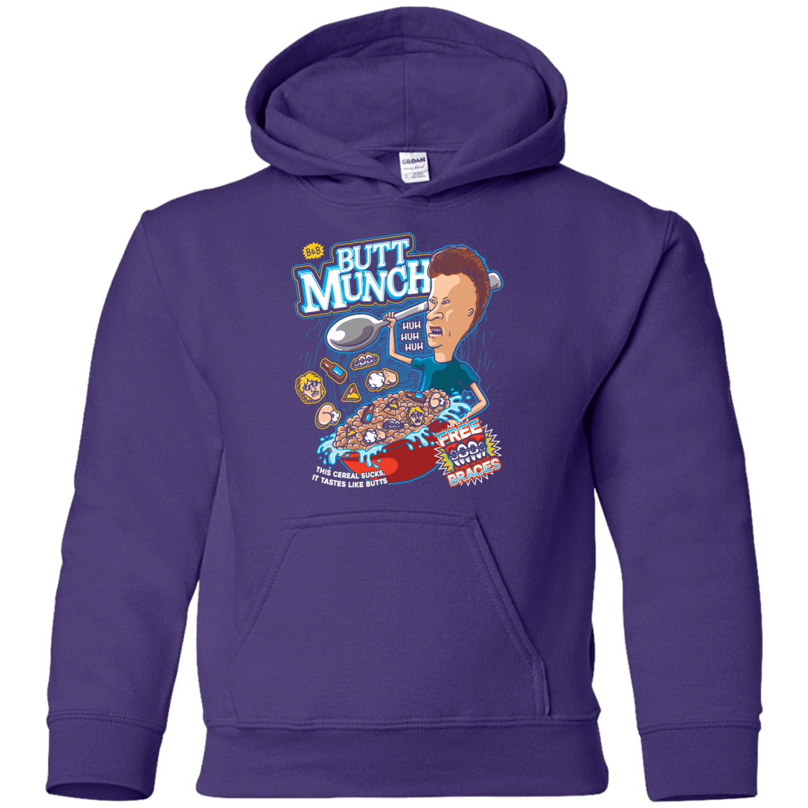 Sweatshirts Purple / YS Buttmunch Cereal Youth Hoodie