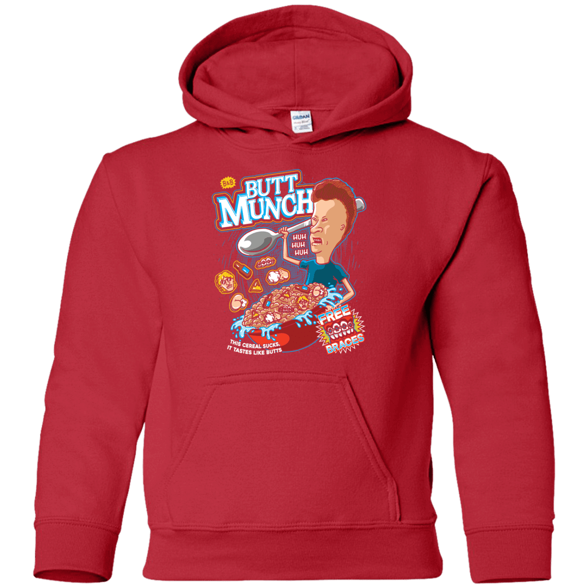 Sweatshirts Red / YS Buttmunch Cereal Youth Hoodie
