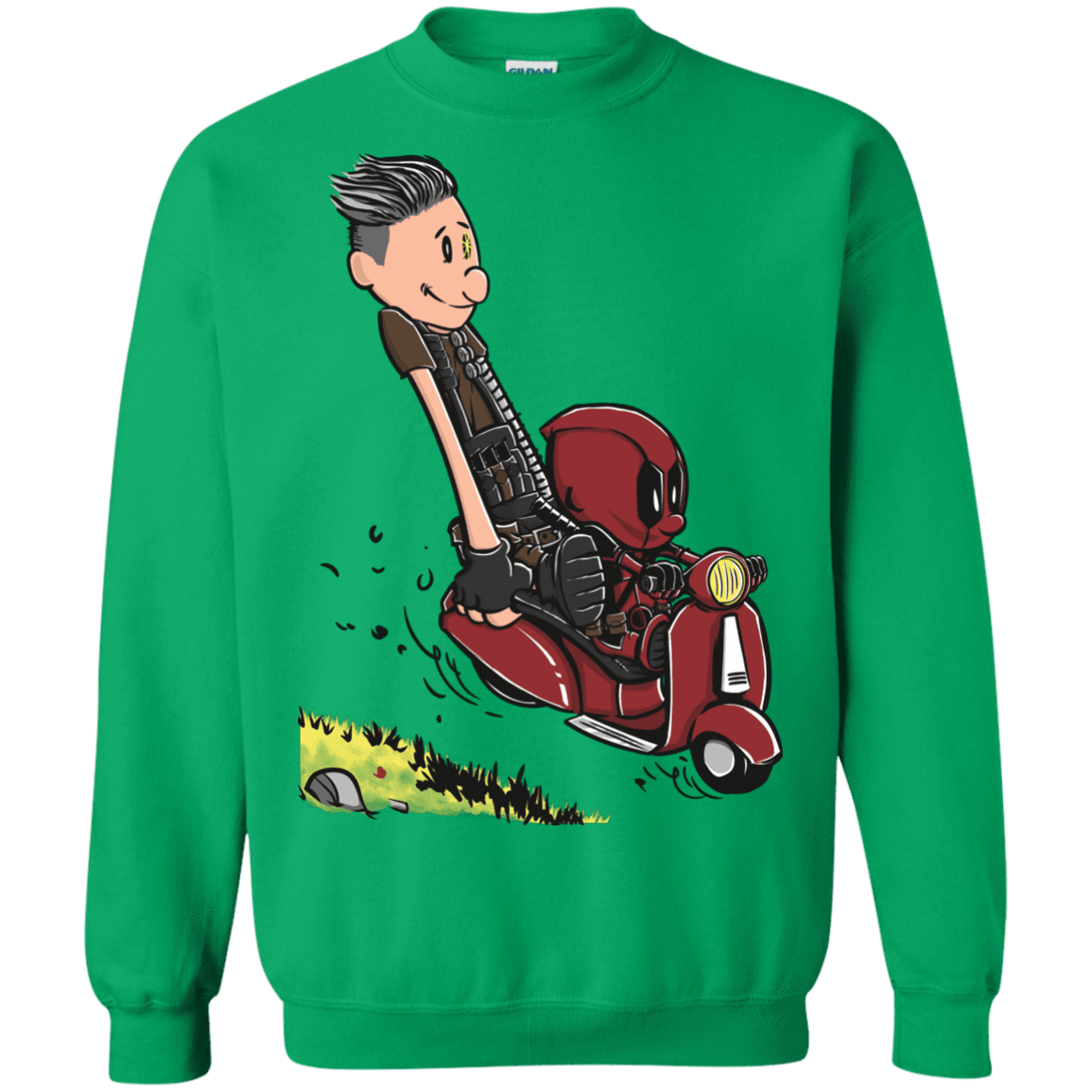 Sweatshirts Irish Green / S Calvin & Deadpool Crewneck Sweatshirt