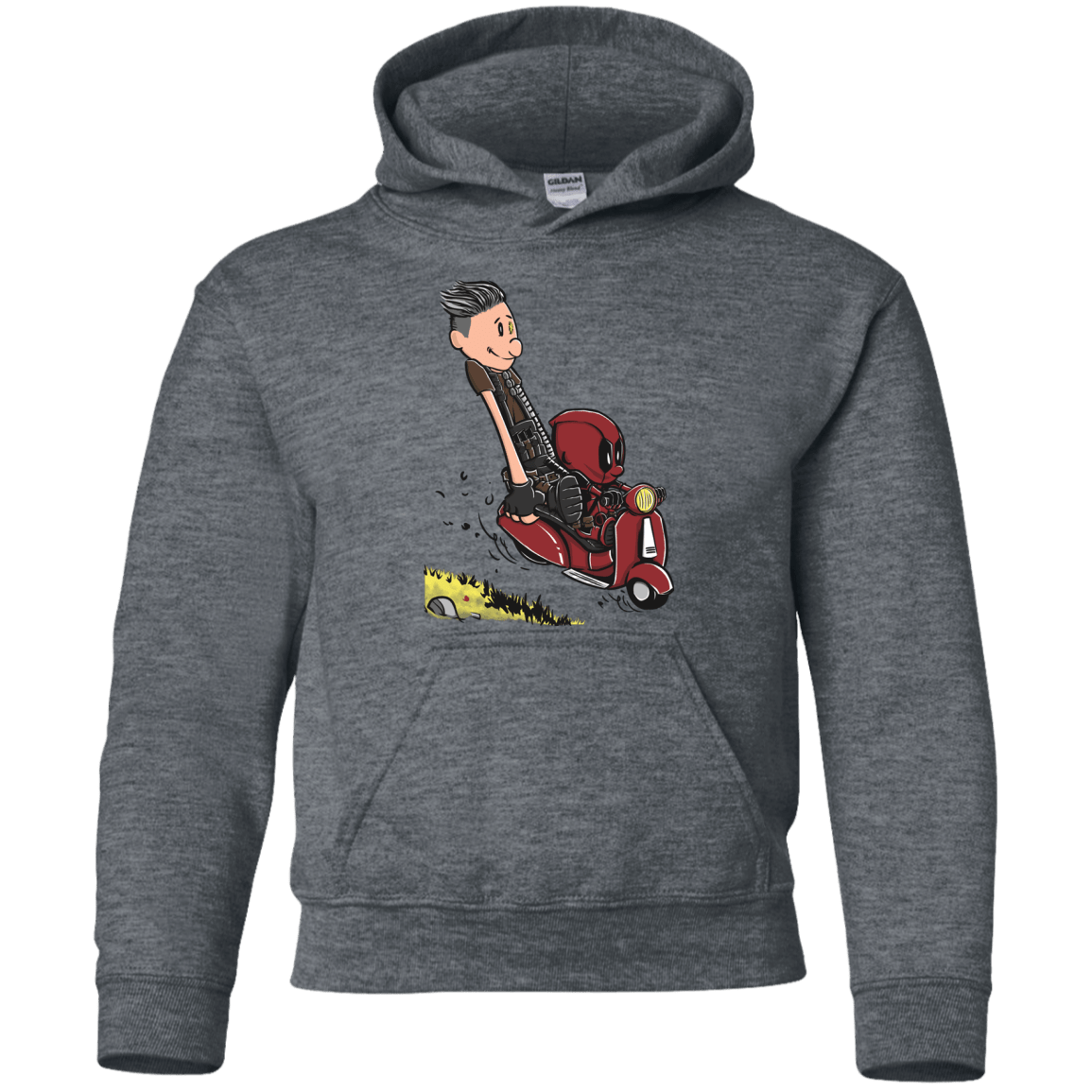 Sweatshirts Dark Heather / YS Calvin & Deadpool Youth Hoodie