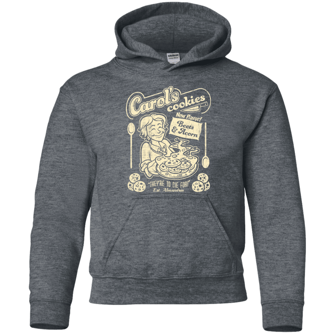 Sweatshirts Dark Heather / YS Carols Cookies Youth Hoodie