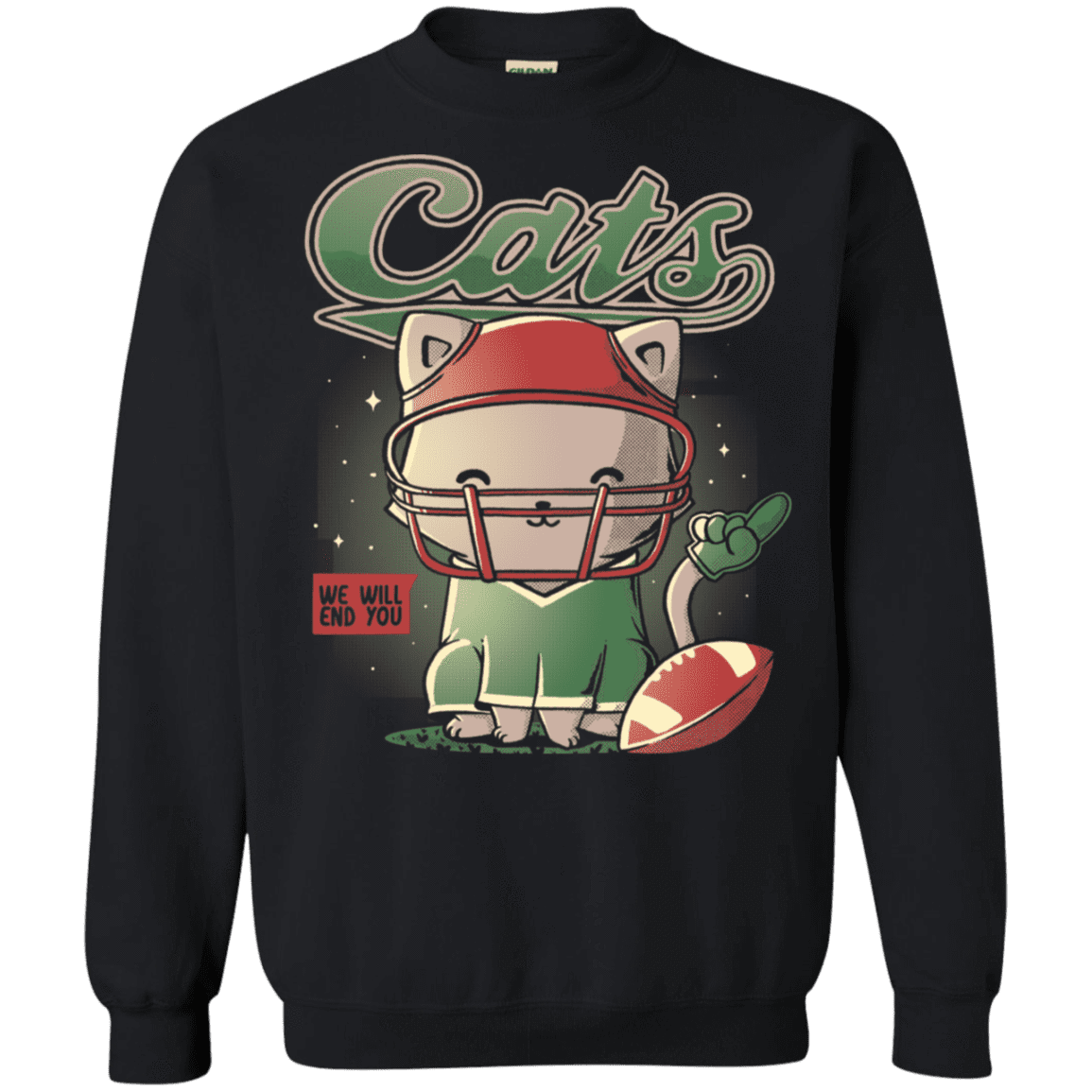 Sweatshirts Black / S Cats Football Crewneck Sweatshirt