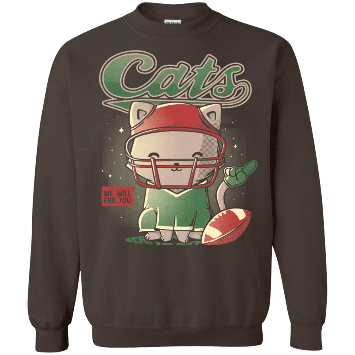 Sweatshirts Dark Chocolate / S Cats Football Crewneck Sweatshirt