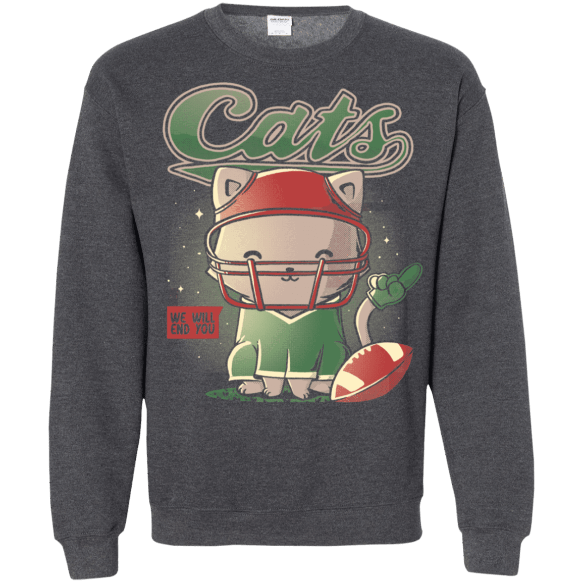 Sweatshirts Dark Heather / S Cats Football Crewneck Sweatshirt