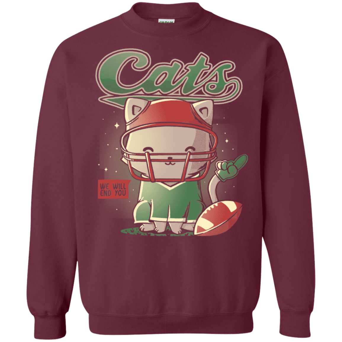 Sweatshirts Maroon / S Cats Football Crewneck Sweatshirt
