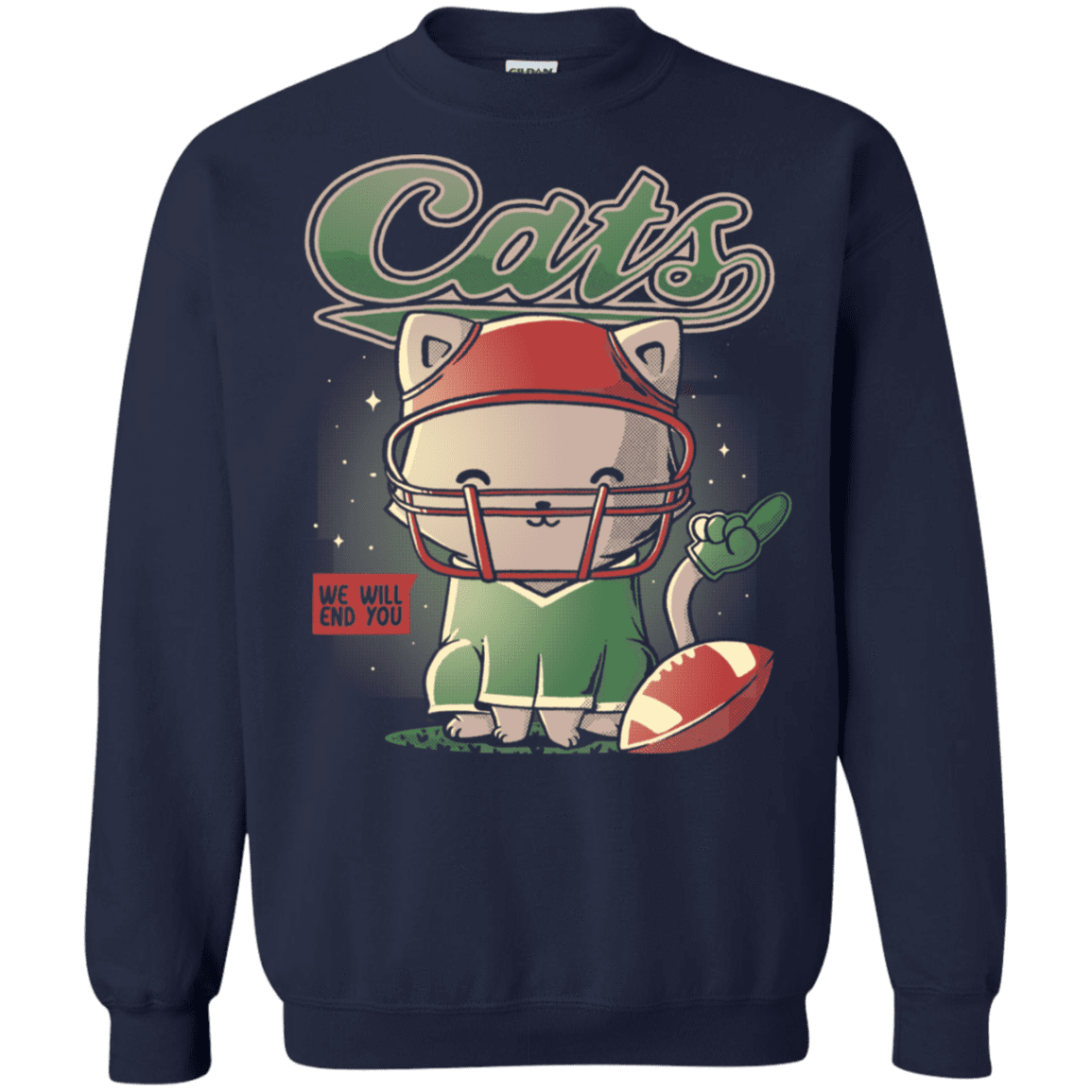 Sweatshirts Navy / S Cats Football Crewneck Sweatshirt