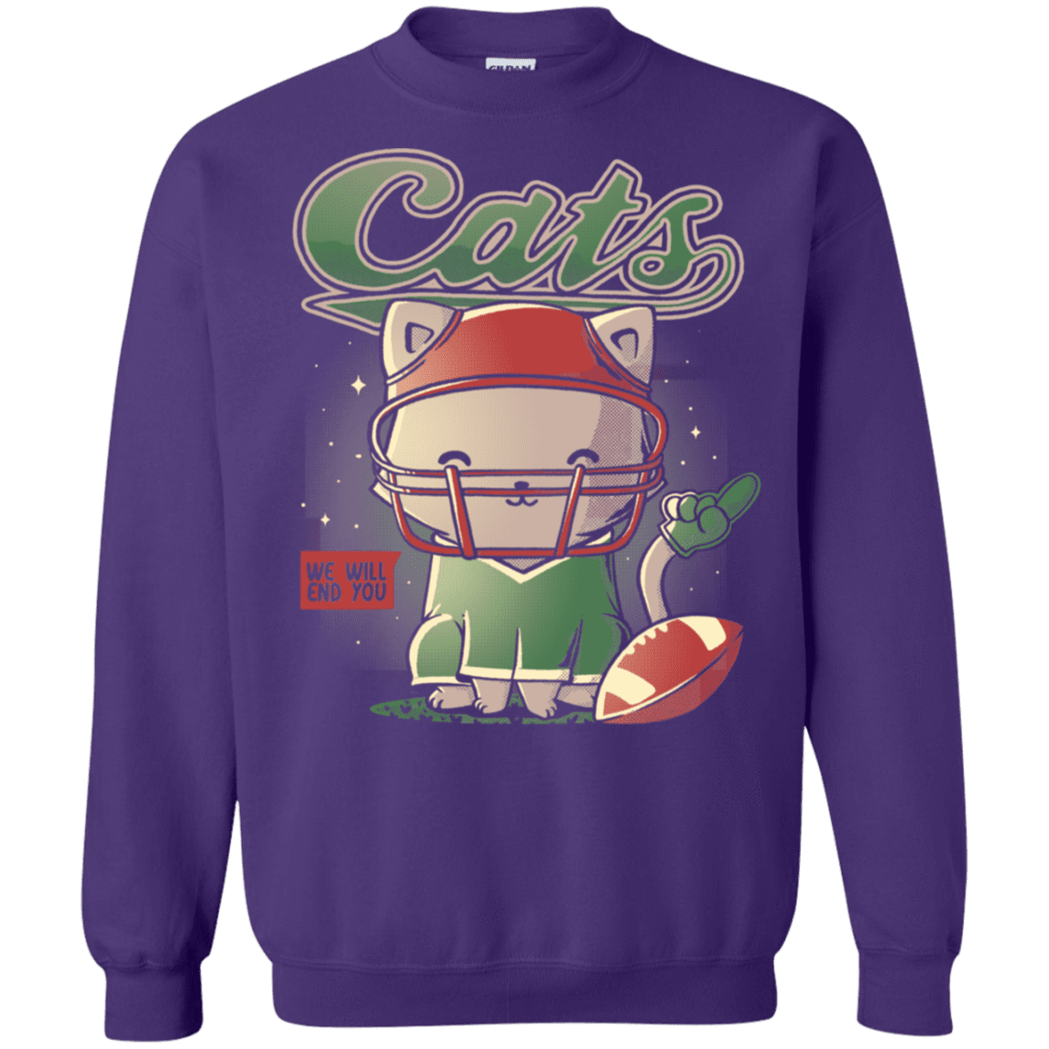 Sweatshirts Purple / S Cats Football Crewneck Sweatshirt