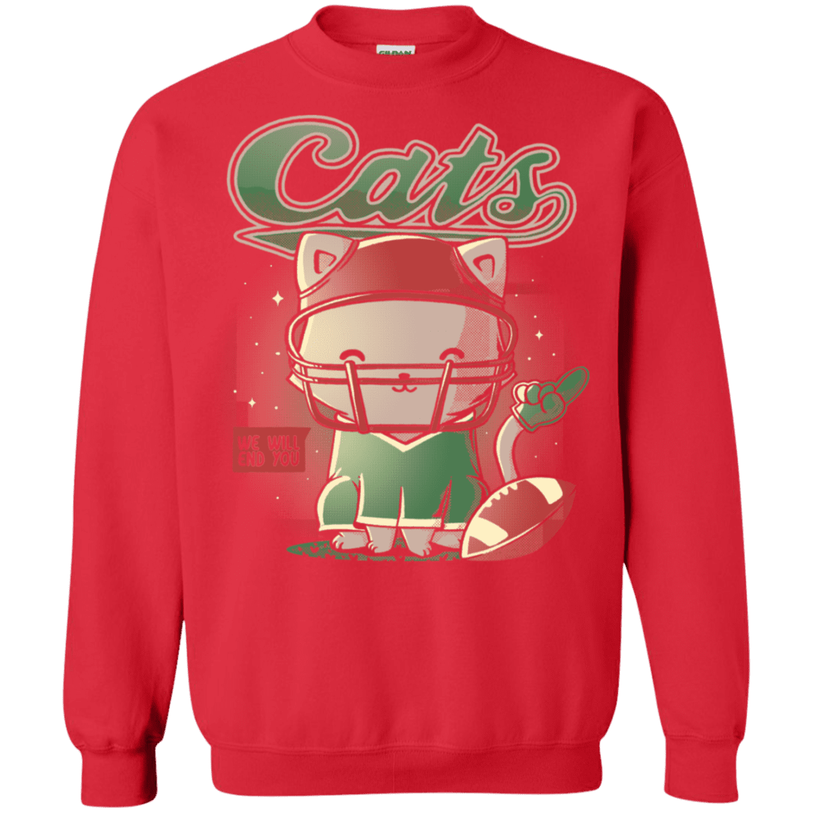 Sweatshirts Red / S Cats Football Crewneck Sweatshirt