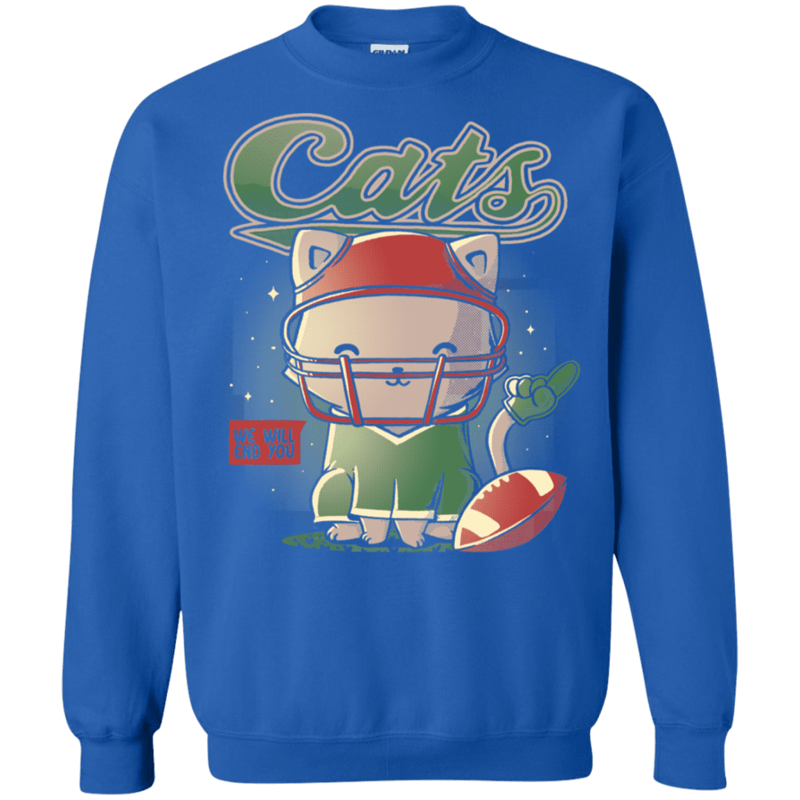 Sweatshirts Royal / S Cats Football Crewneck Sweatshirt