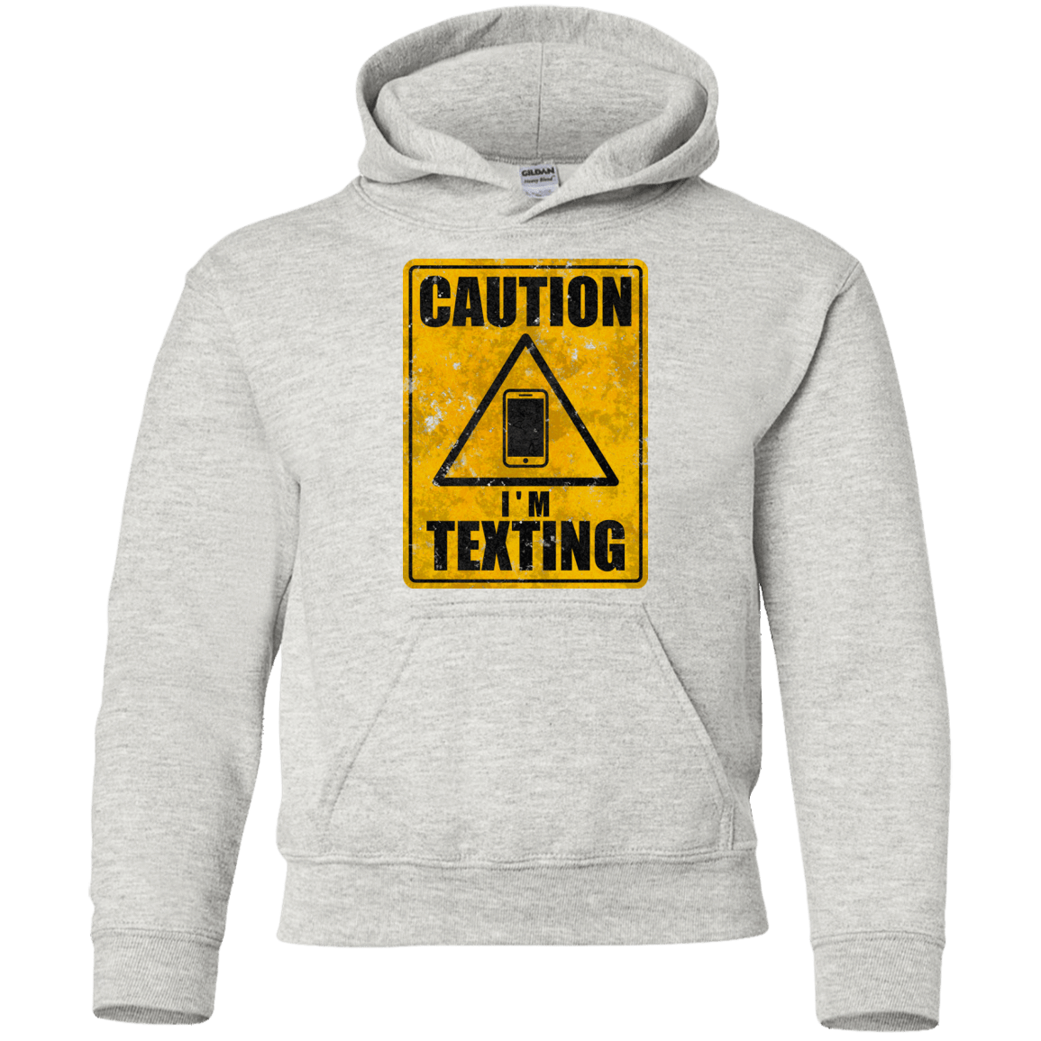 Sweatshirts Ash / YS Caution I'm Texting Youth Hoodie
