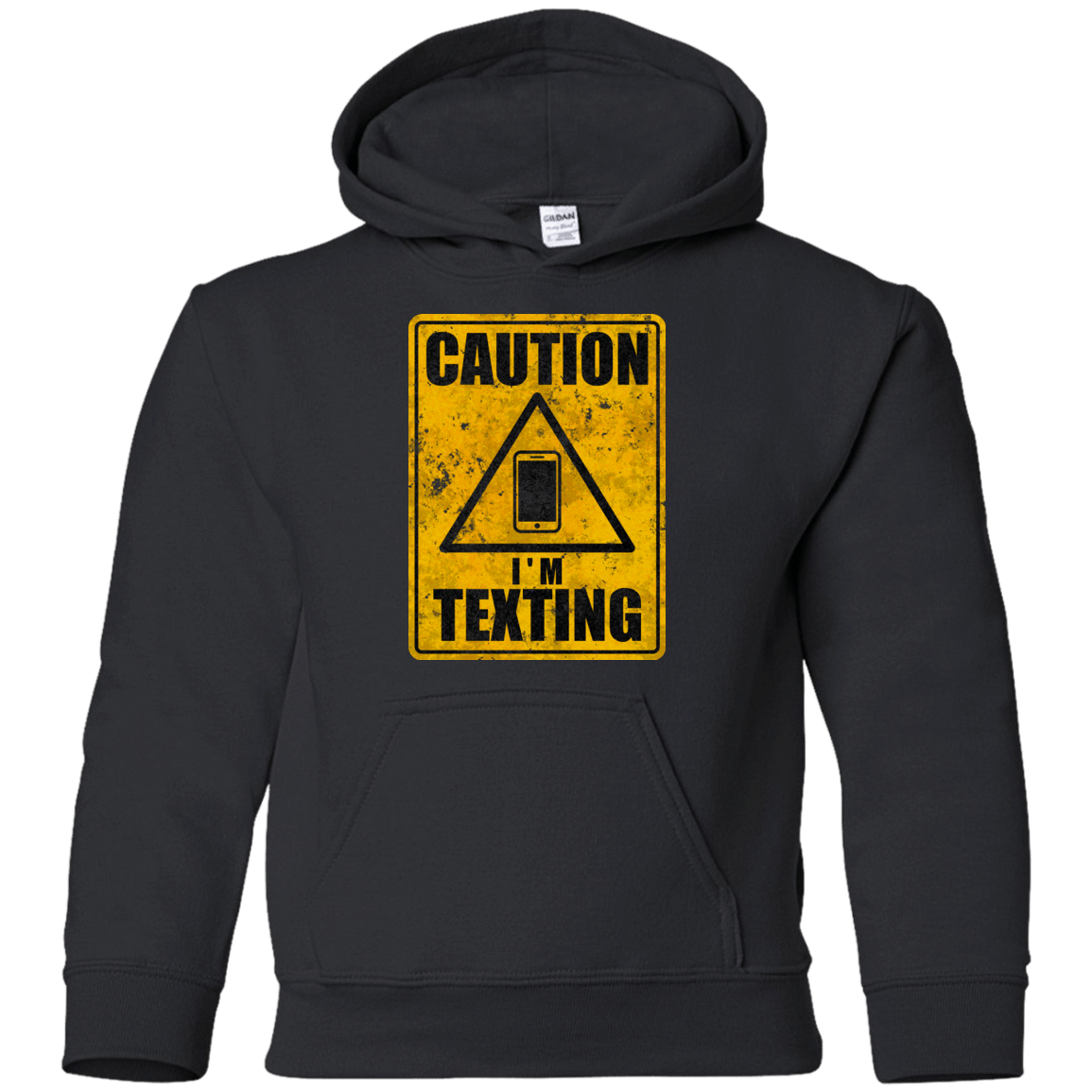 Sweatshirts Black / YS Caution I'm Texting Youth Hoodie