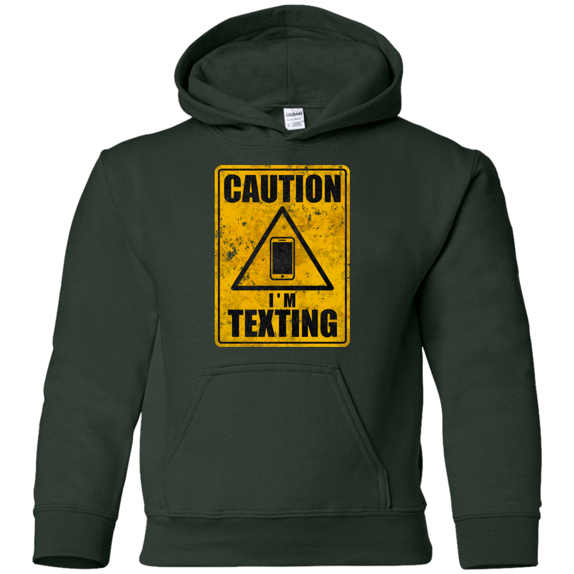 Sweatshirts Forest Green / YS Caution I'm Texting Youth Hoodie