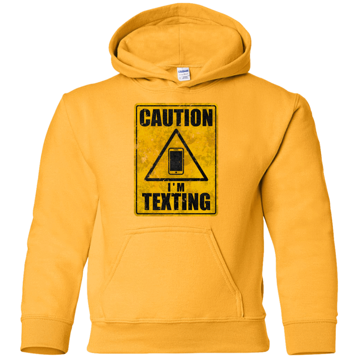 Sweatshirts Gold / YS Caution I'm Texting Youth Hoodie