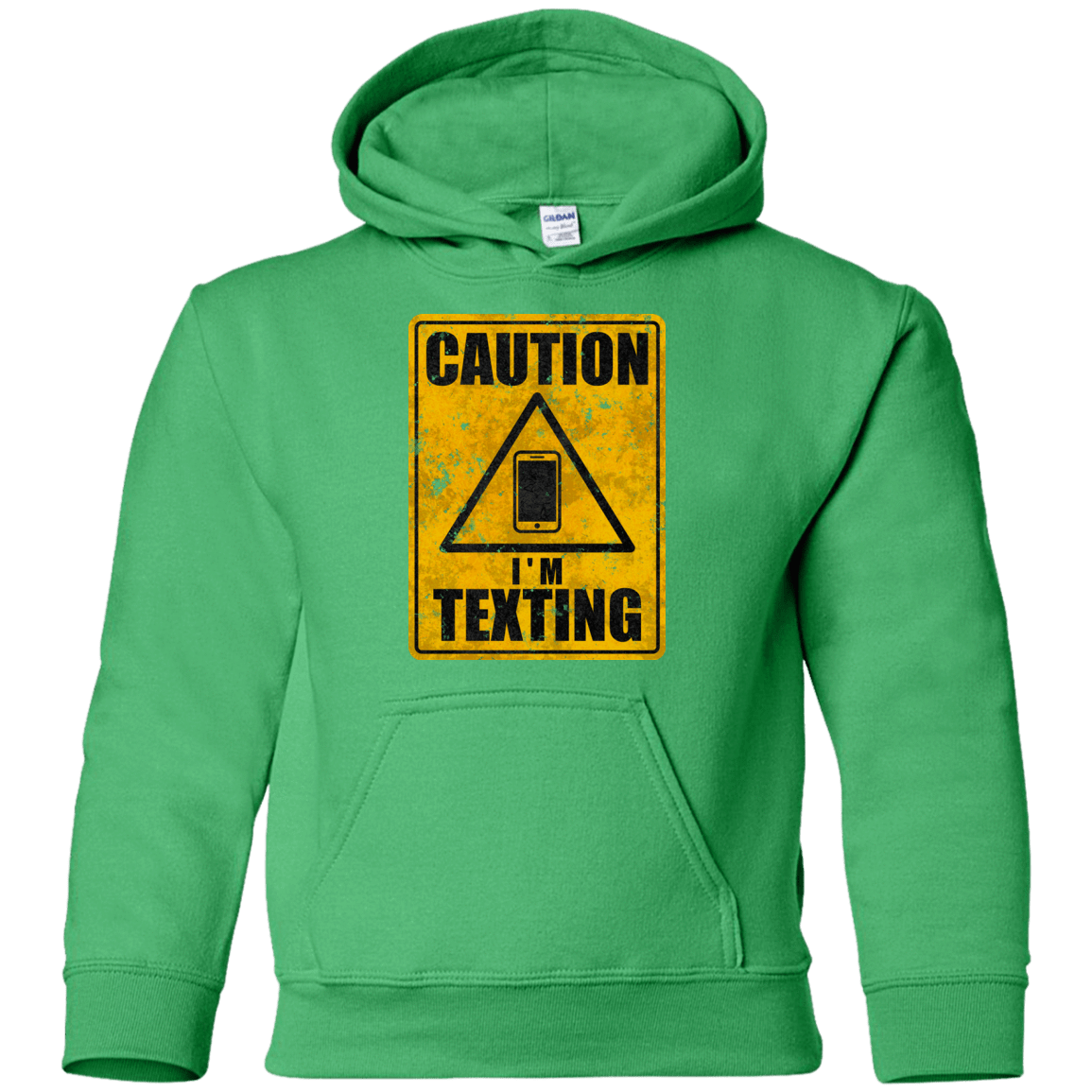 Sweatshirts Irish Green / YS Caution I'm Texting Youth Hoodie