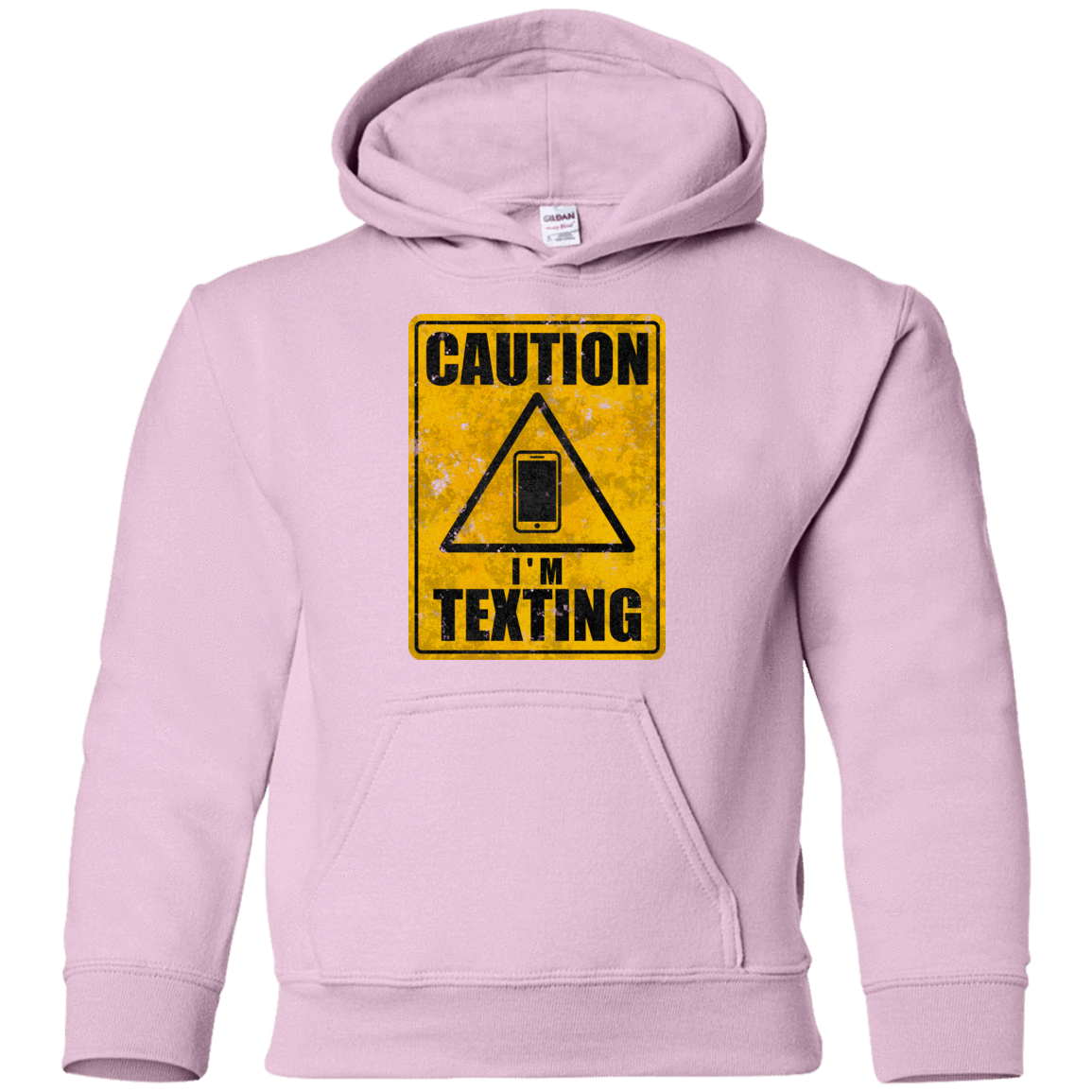 Sweatshirts Light Pink / YS Caution I'm Texting Youth Hoodie