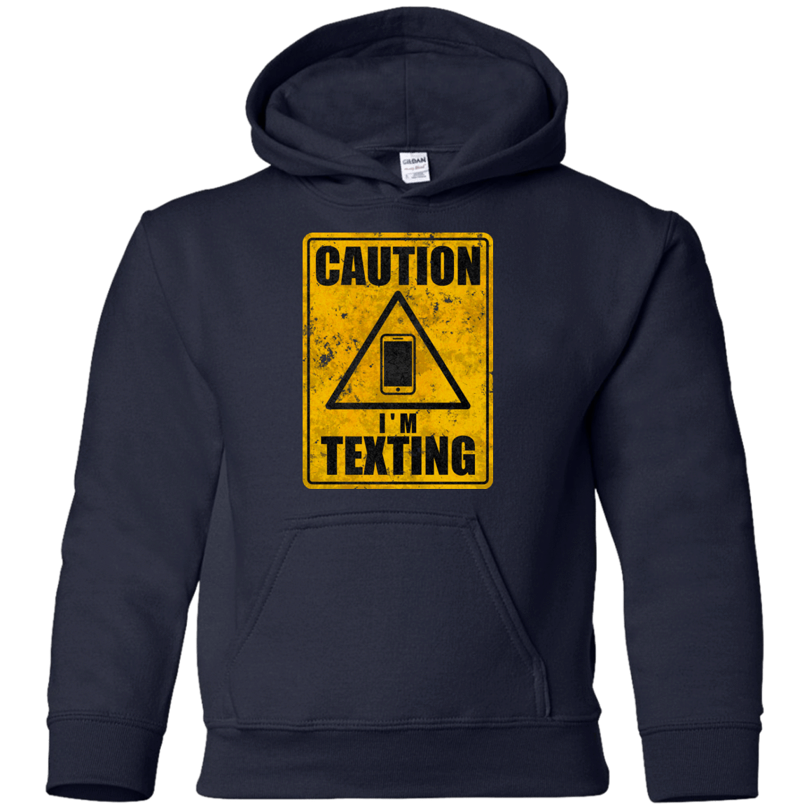 Sweatshirts Navy / YS Caution I'm Texting Youth Hoodie