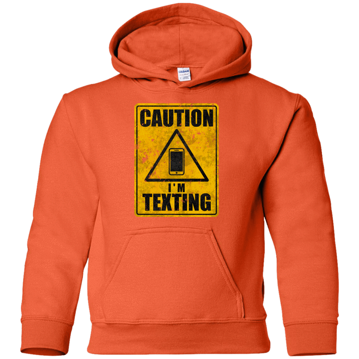 Sweatshirts Orange / YS Caution I'm Texting Youth Hoodie