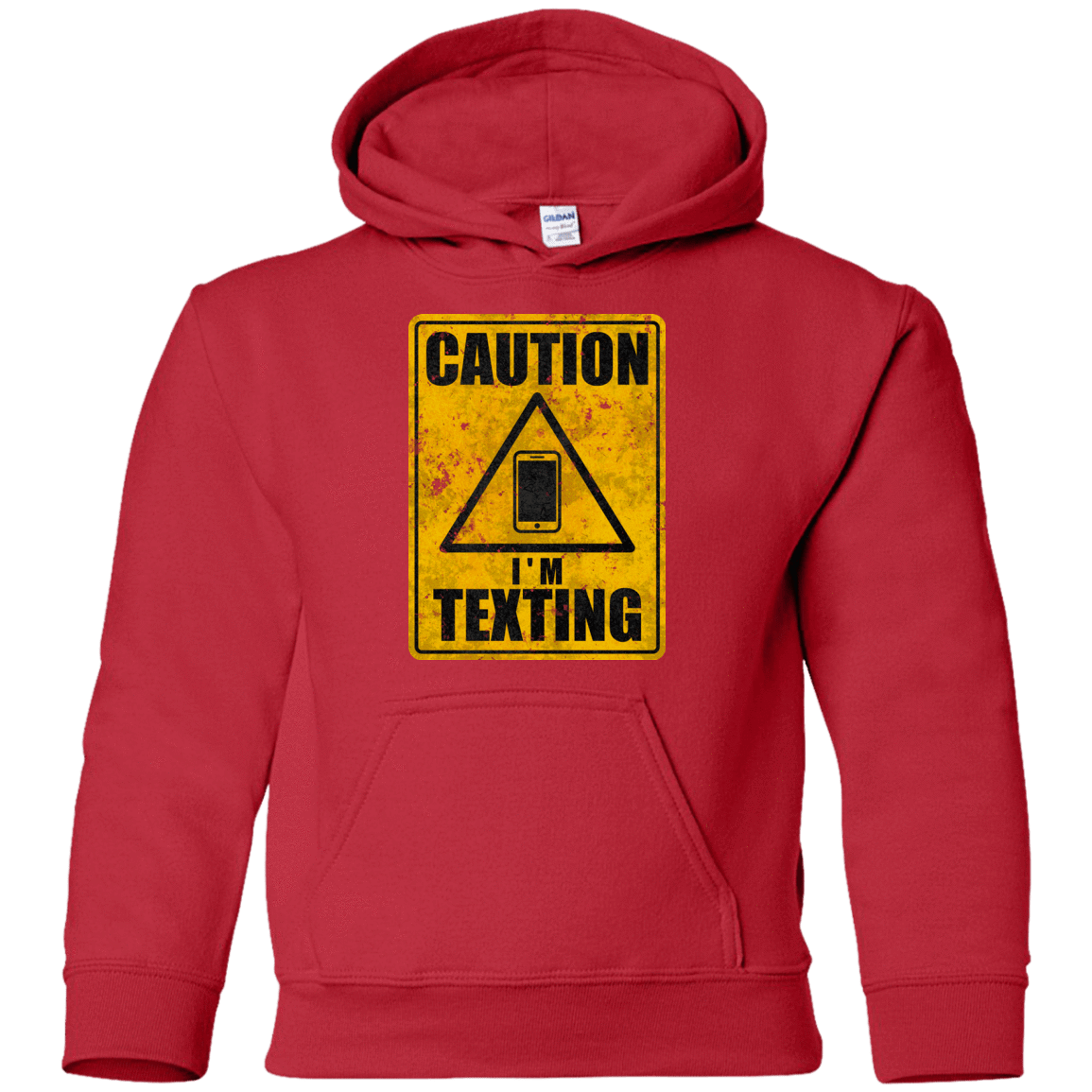 Sweatshirts Red / YS Caution I'm Texting Youth Hoodie