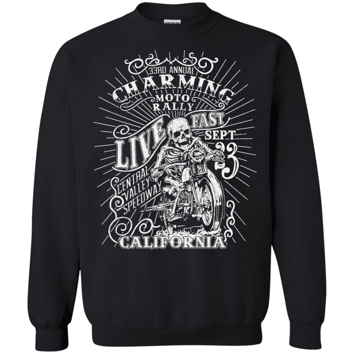 Sweatshirts Black / S Charming Moto Rally Crewneck Sweatshirt