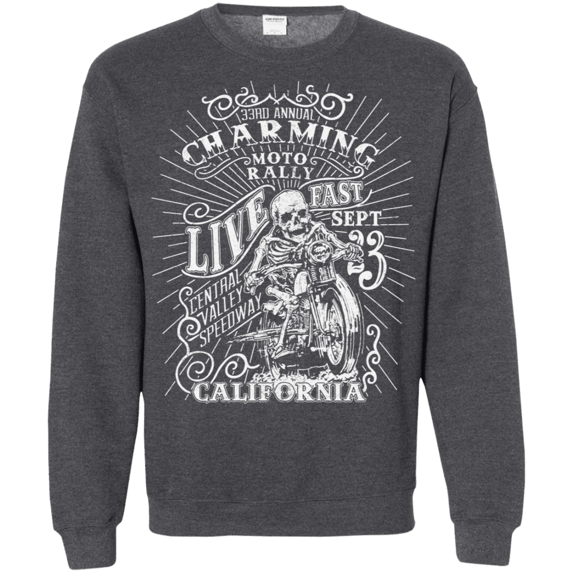 Sweatshirts Dark Heather / S Charming Moto Rally Crewneck Sweatshirt