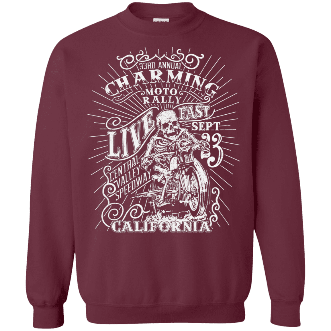 Sweatshirts Maroon / S Charming Moto Rally Crewneck Sweatshirt