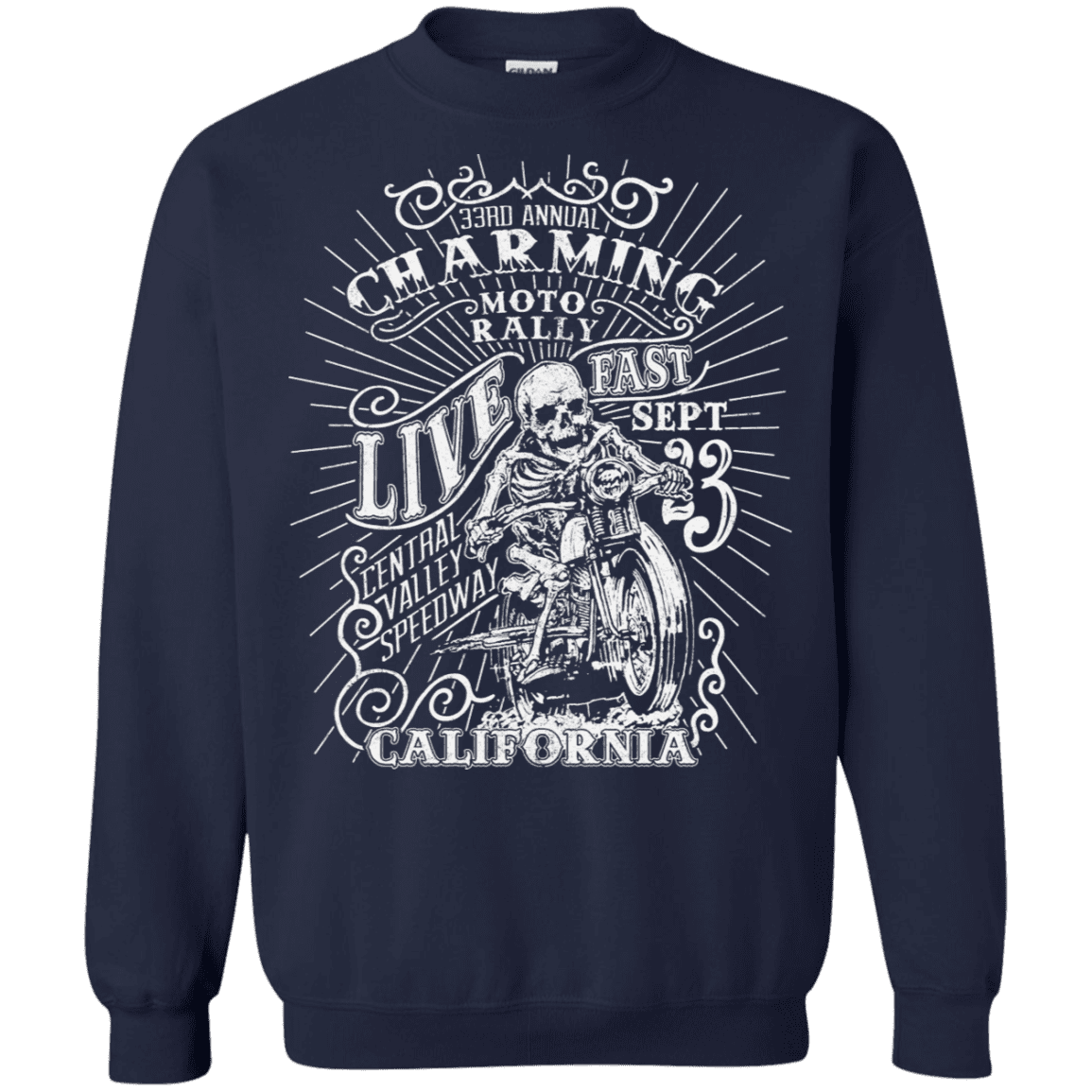 Sweatshirts Navy / S Charming Moto Rally Crewneck Sweatshirt