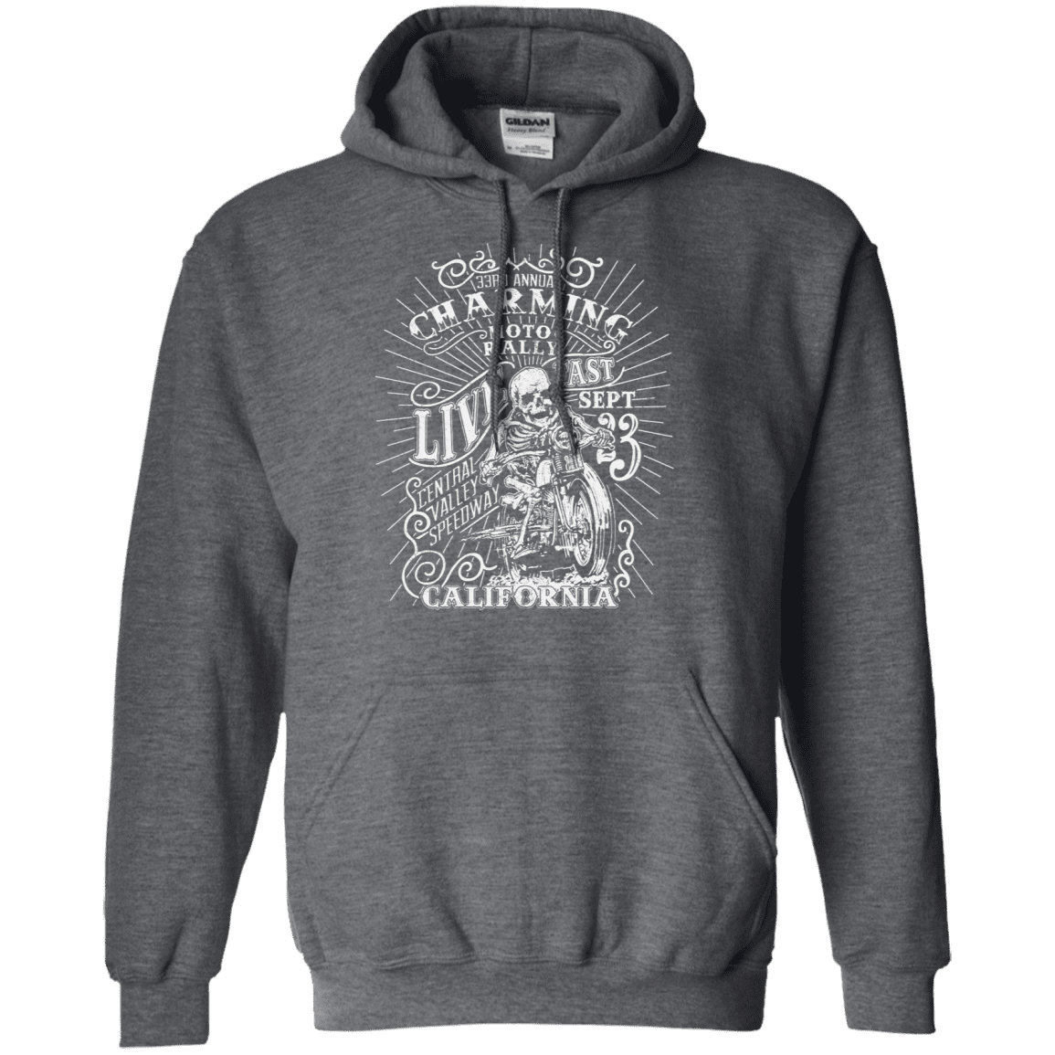 Sweatshirts Dark Heather / S Charming Moto Rally Pullover Hoodie
