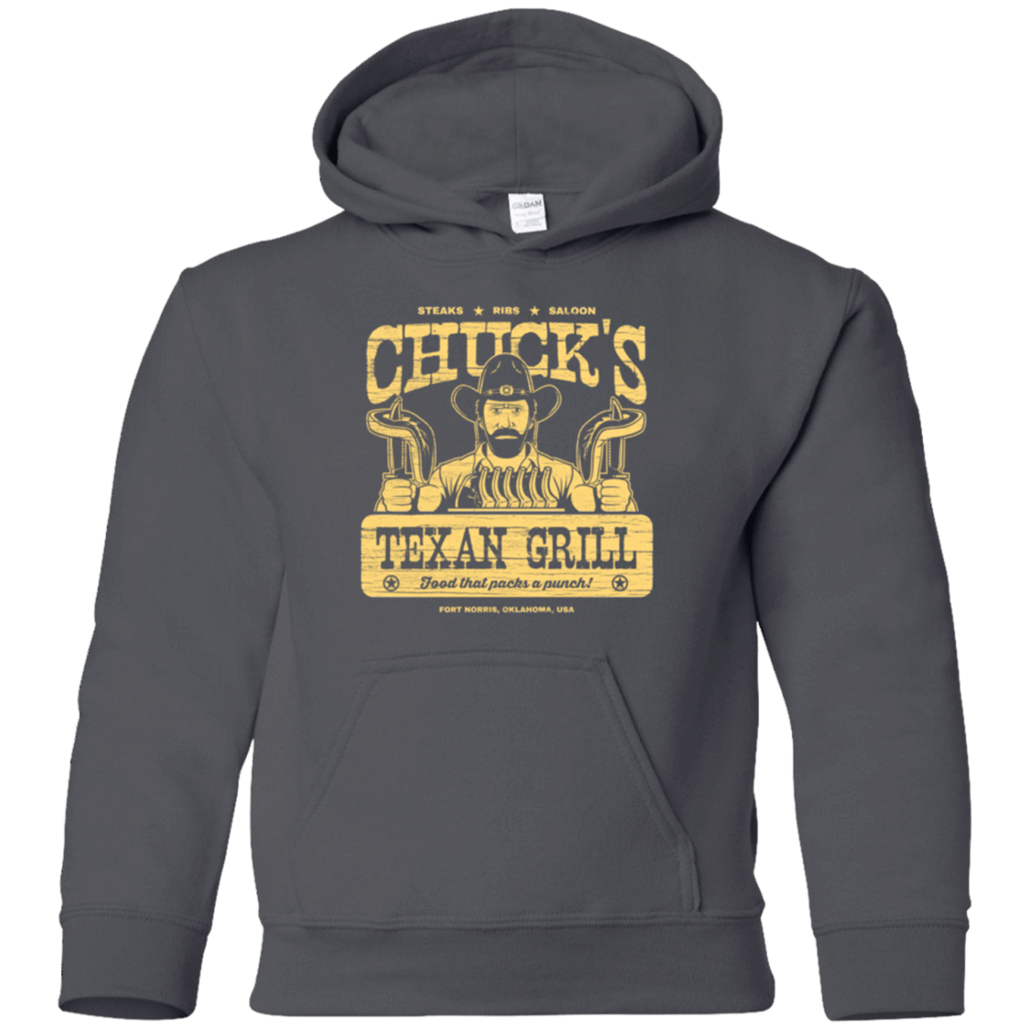 Sweatshirts Charcoal / YS Chucks Texan Grill Youth Hoodie