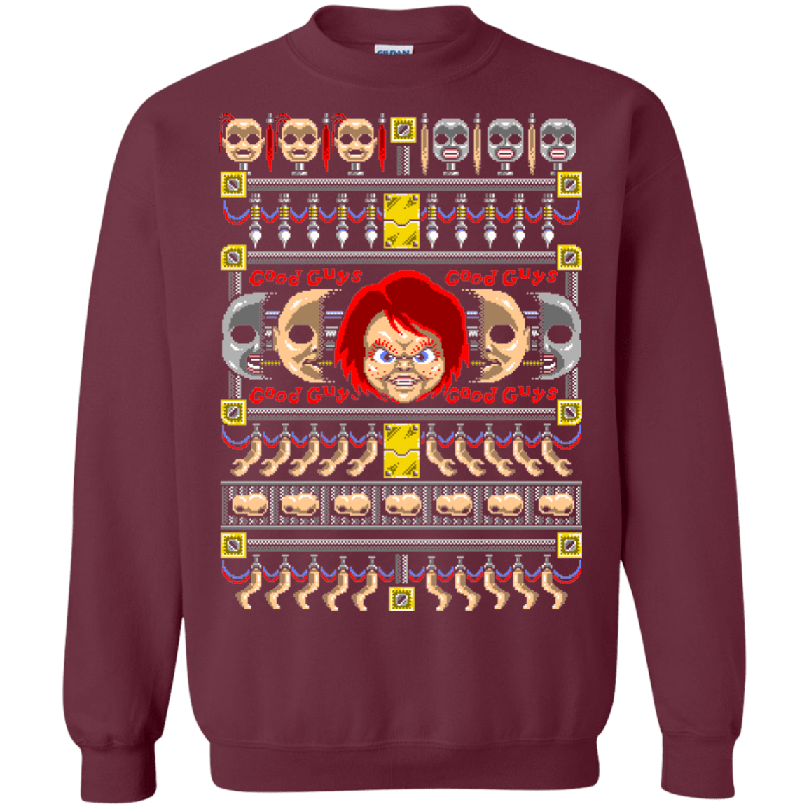 Sweatshirts Maroon / Small Chucky ugly sweater Crewneck Sweatshirt