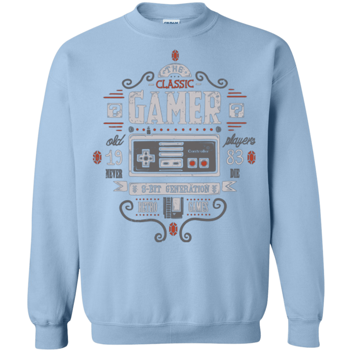 Sweatshirts Light Blue / Small Classic Gamer Crewneck Sweatshirt