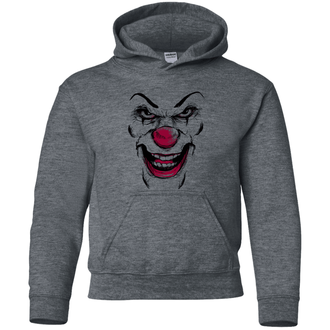 Sweatshirts Dark Heather / YS Clown Face Youth Hoodie