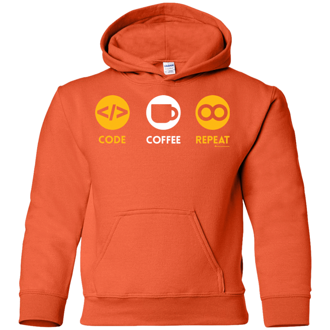 Sweatshirts Orange / YS Code Coffee Repeat Youth Hoodie