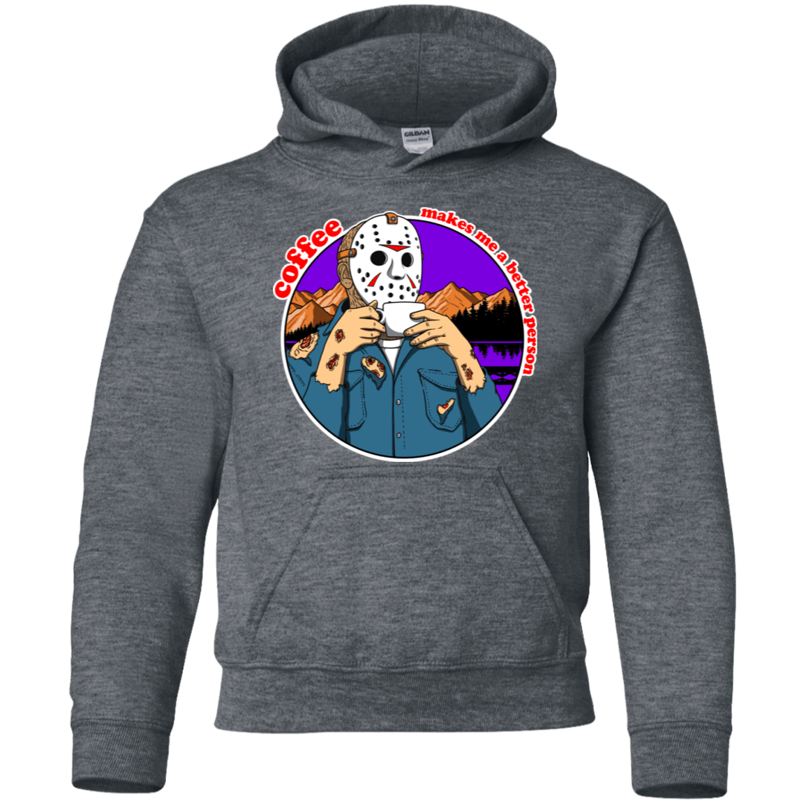 Sweatshirts Dark Heather / YS Coffee Makes Me Better Youth Hoodie