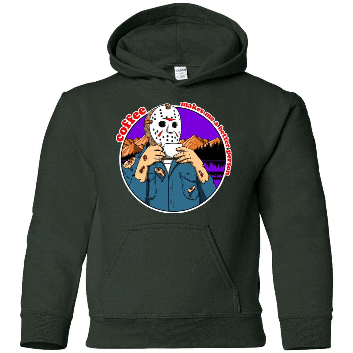 Sweatshirts Forest Green / YS Coffee Makes Me Better Youth Hoodie