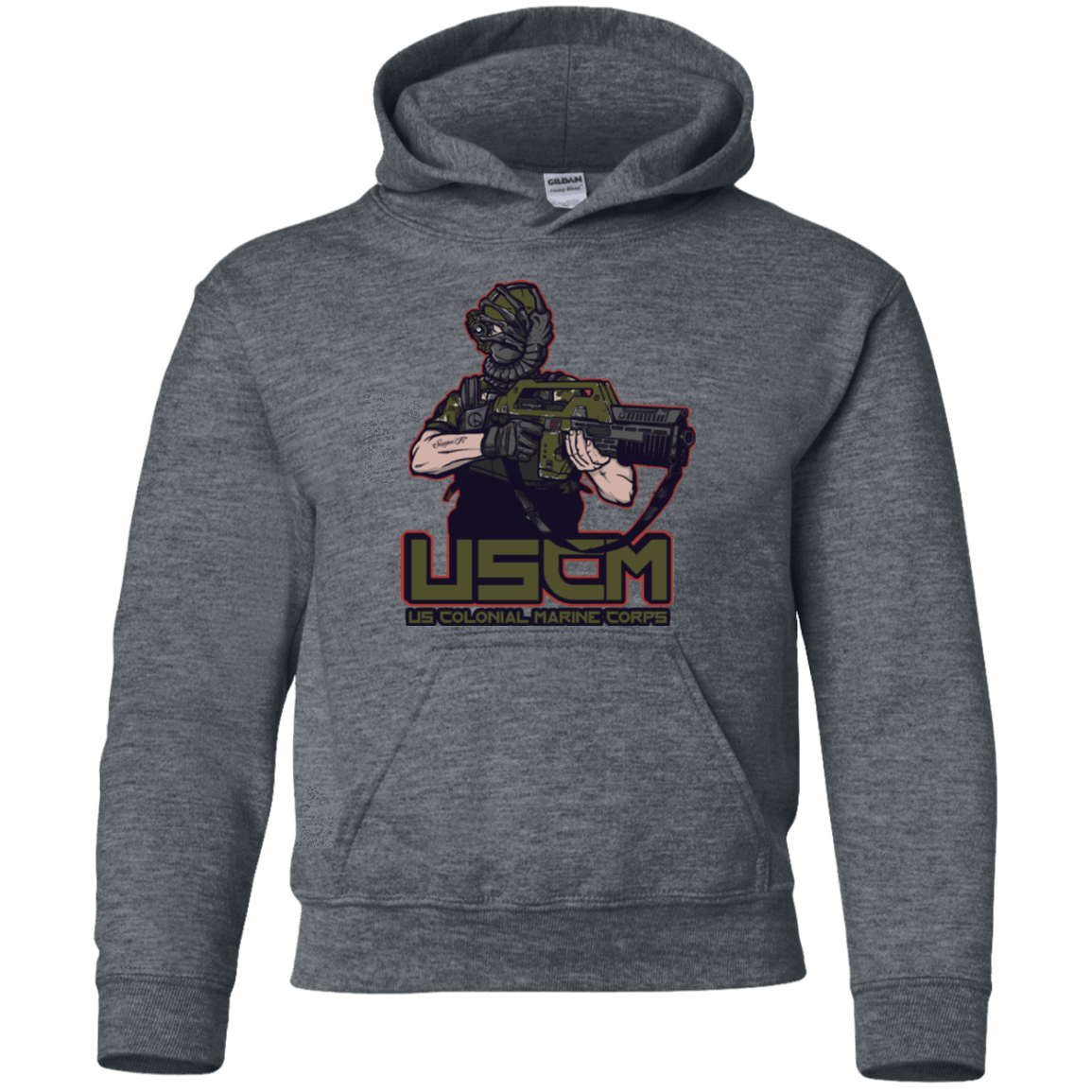 Sweatshirts Dark Heather / YS Colonial Facehugger Youth Hoodie