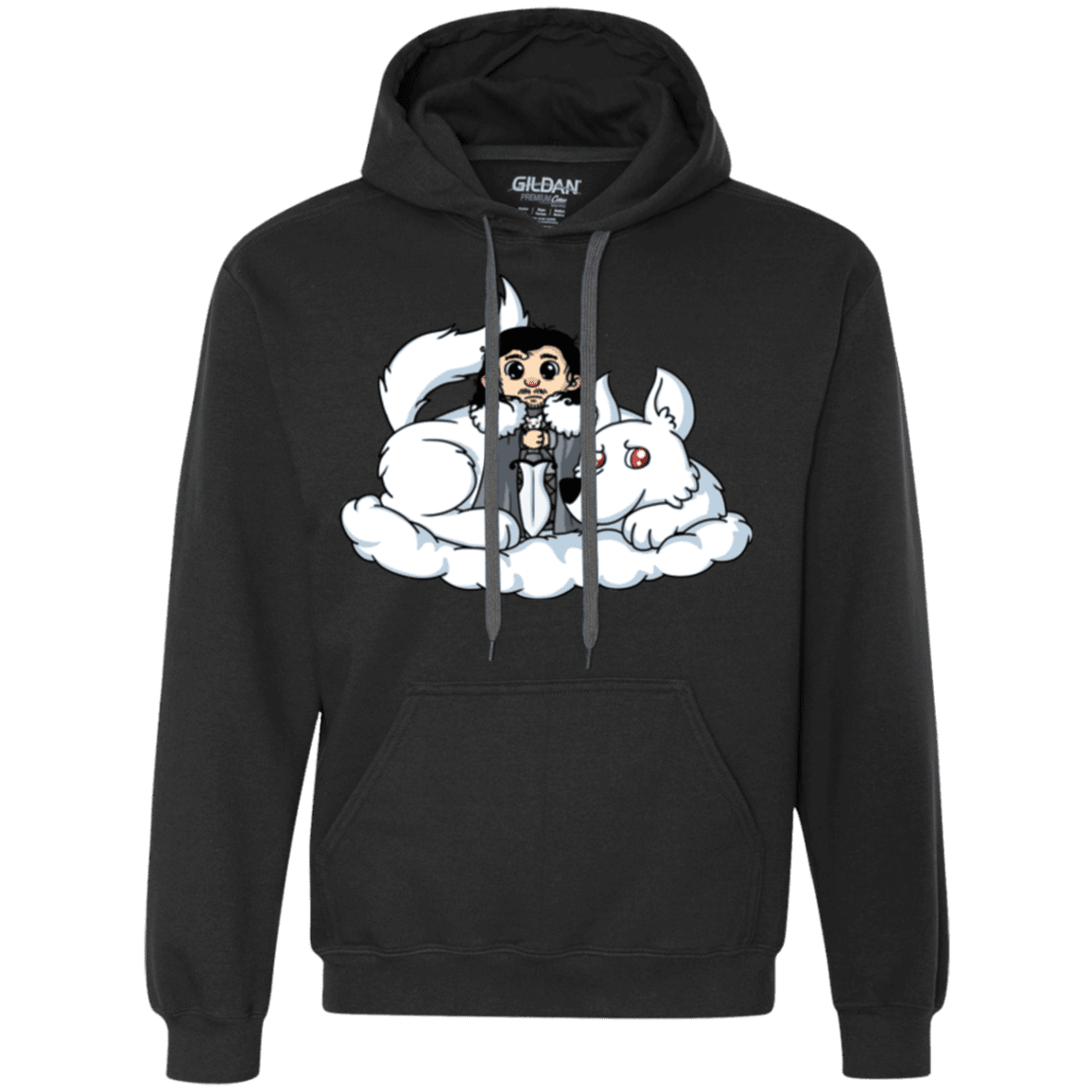 Sweatshirts Black / Small Cute Jon Snow and Ghost Premium Fleece Hoodie