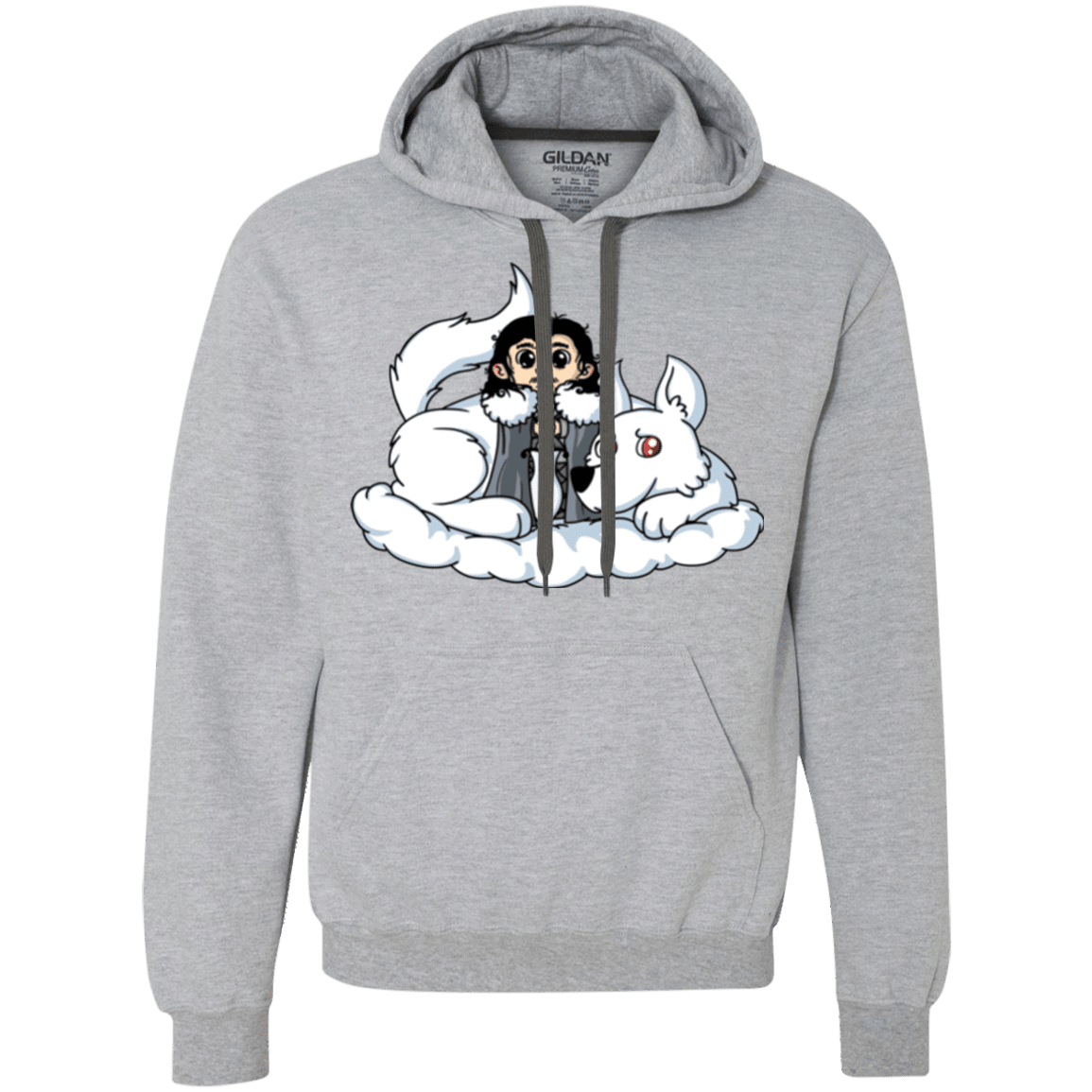Sweatshirts Sport Grey / Small Cute Jon Snow and Ghost Premium Fleece Hoodie