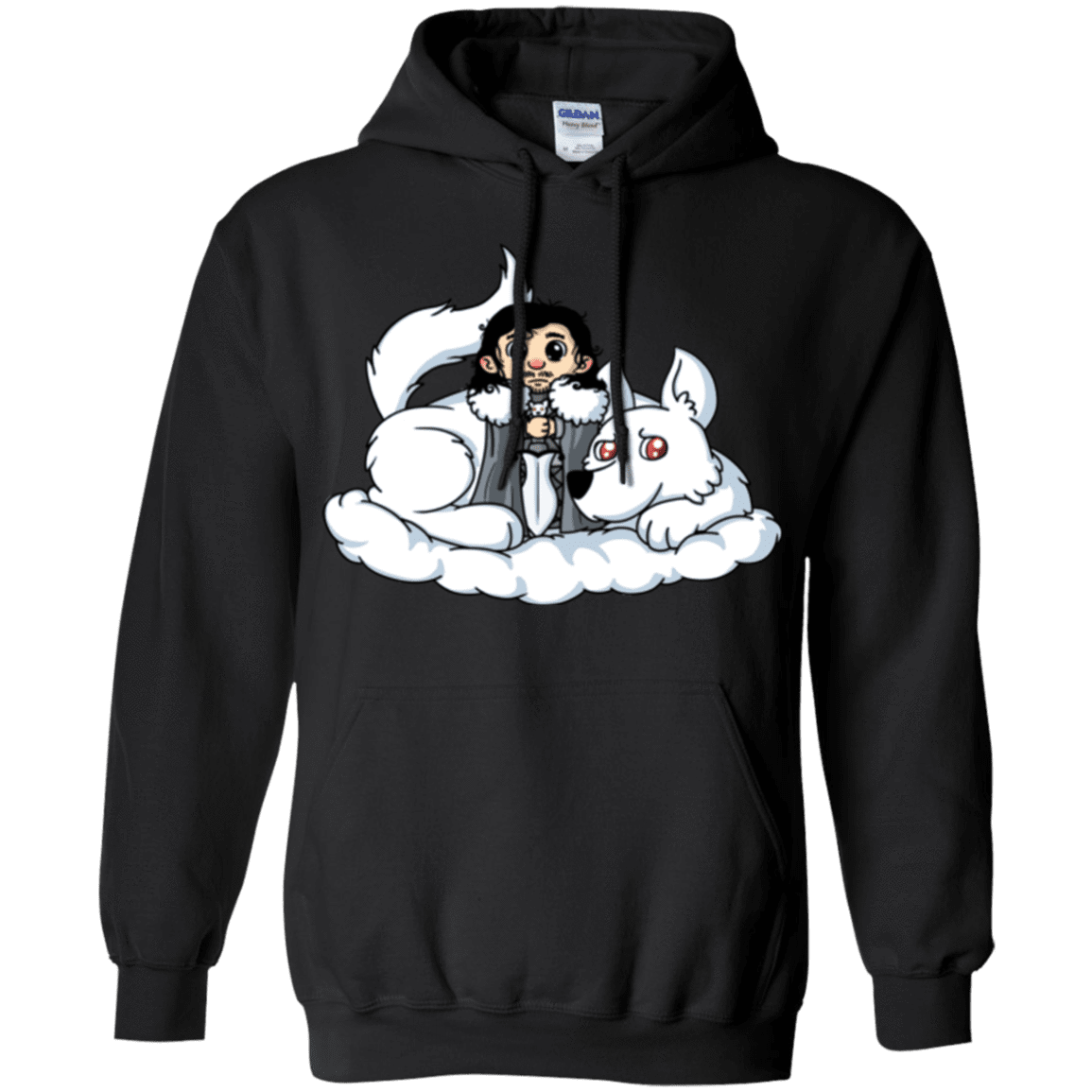 Sweatshirts Black / Small Cute Jon Snow and Ghost Pullover Hoodie