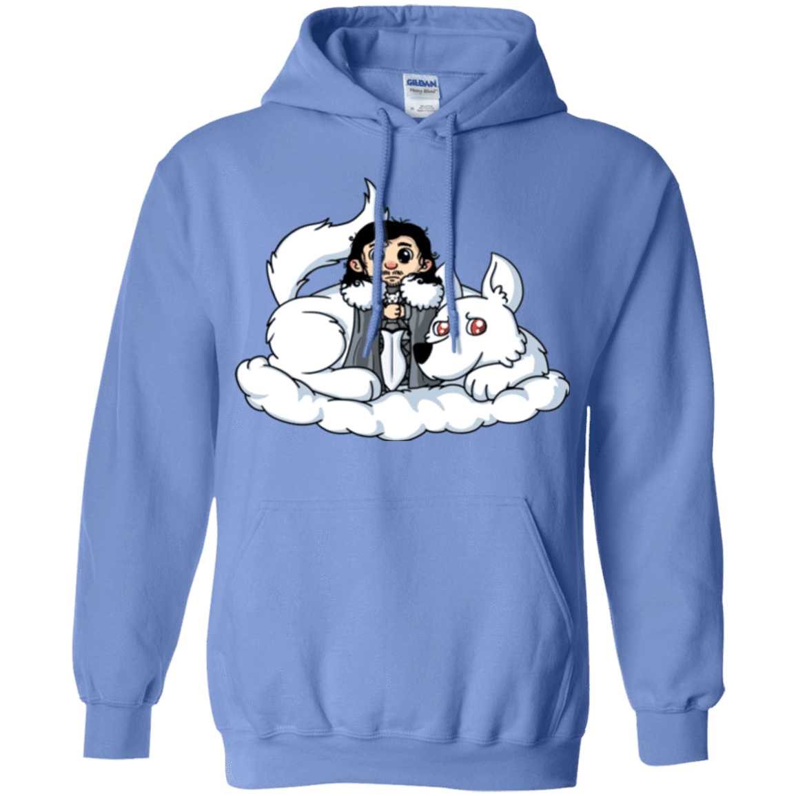 Sweatshirts Carolina Blue / Small Cute Jon Snow and Ghost Pullover Hoodie