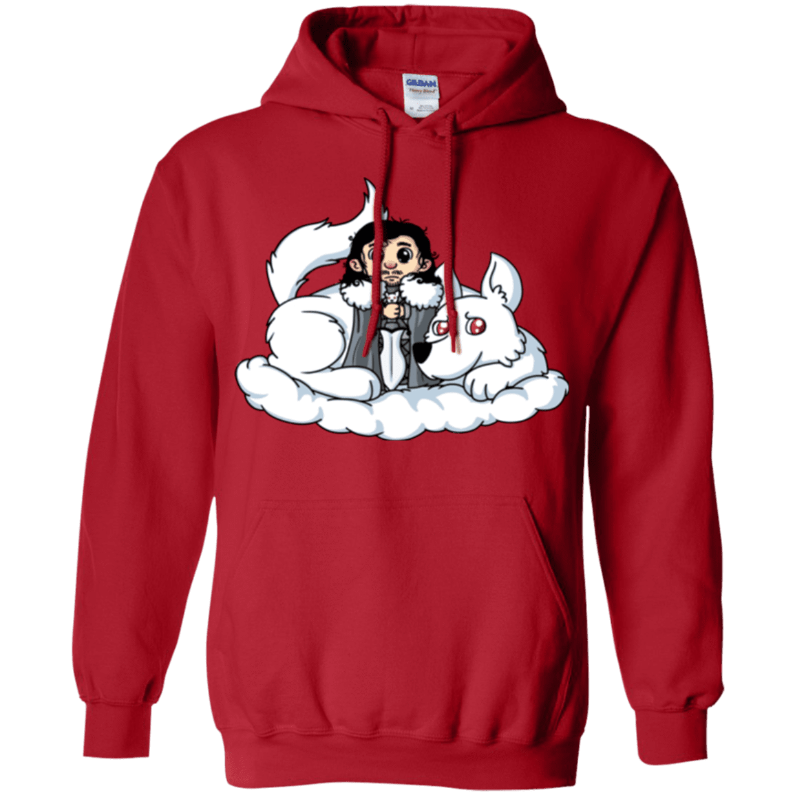 Sweatshirts Red / Small Cute Jon Snow and Ghost Pullover Hoodie