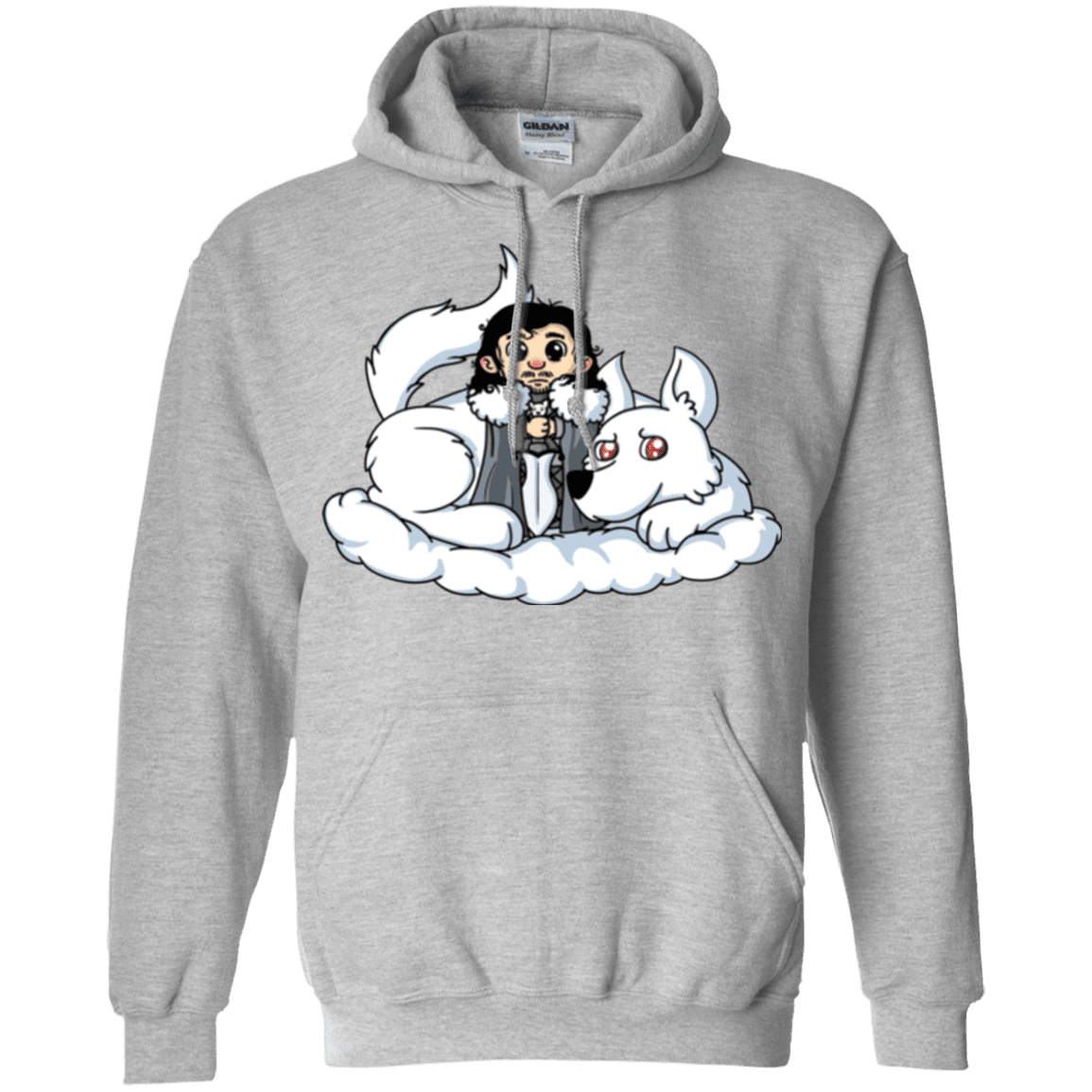Sweatshirts Sport Grey / Small Cute Jon Snow and Ghost Pullover Hoodie