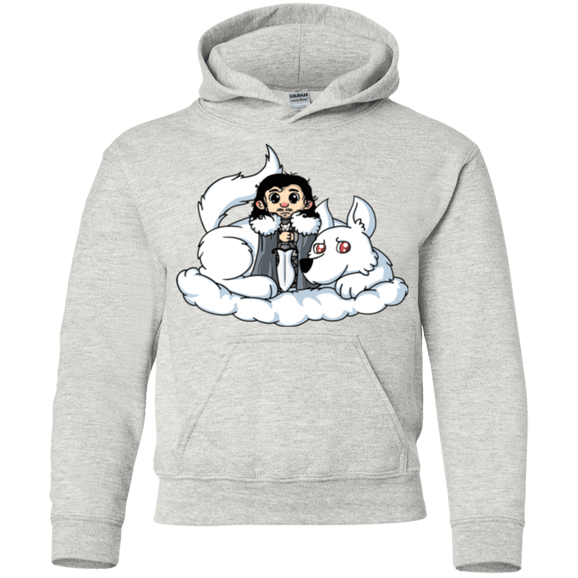 Sweatshirts Ash / YS Cute Jon Snow and Ghost Youth Hoodie
