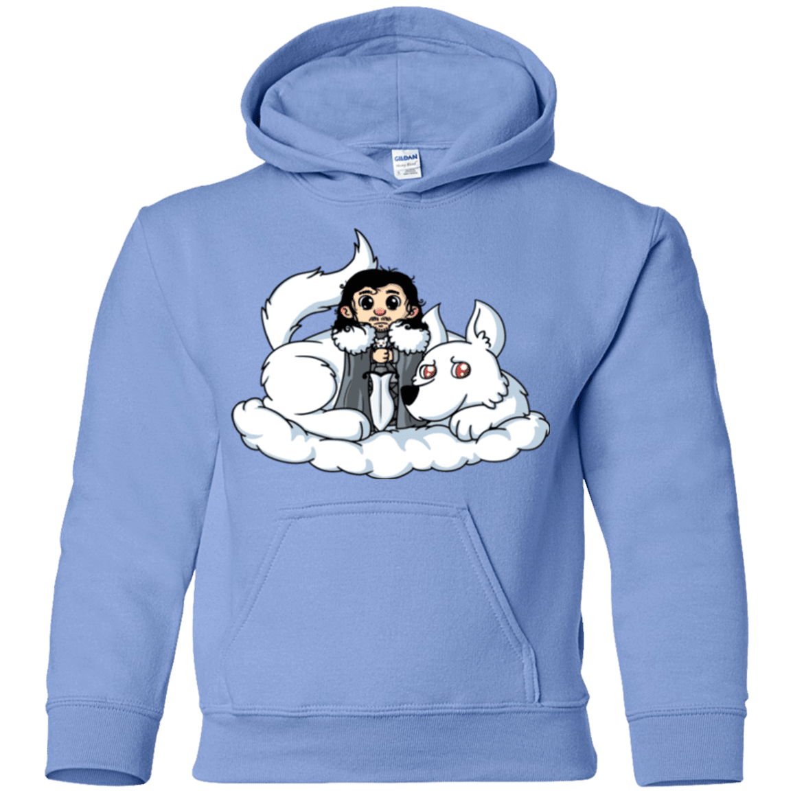 Sweatshirts Carolina Blue / YS Cute Jon Snow and Ghost Youth Hoodie