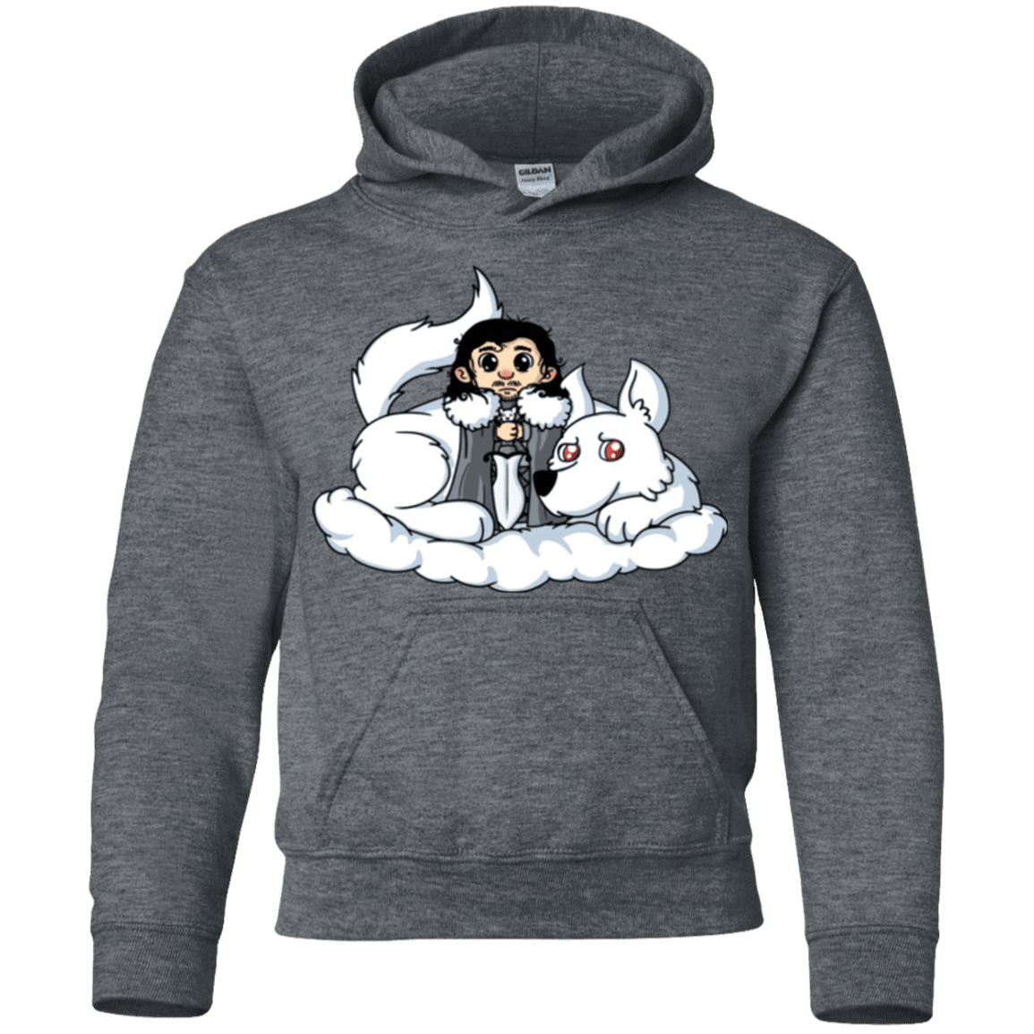 Sweatshirts Dark Heather / YS Cute Jon Snow and Ghost Youth Hoodie