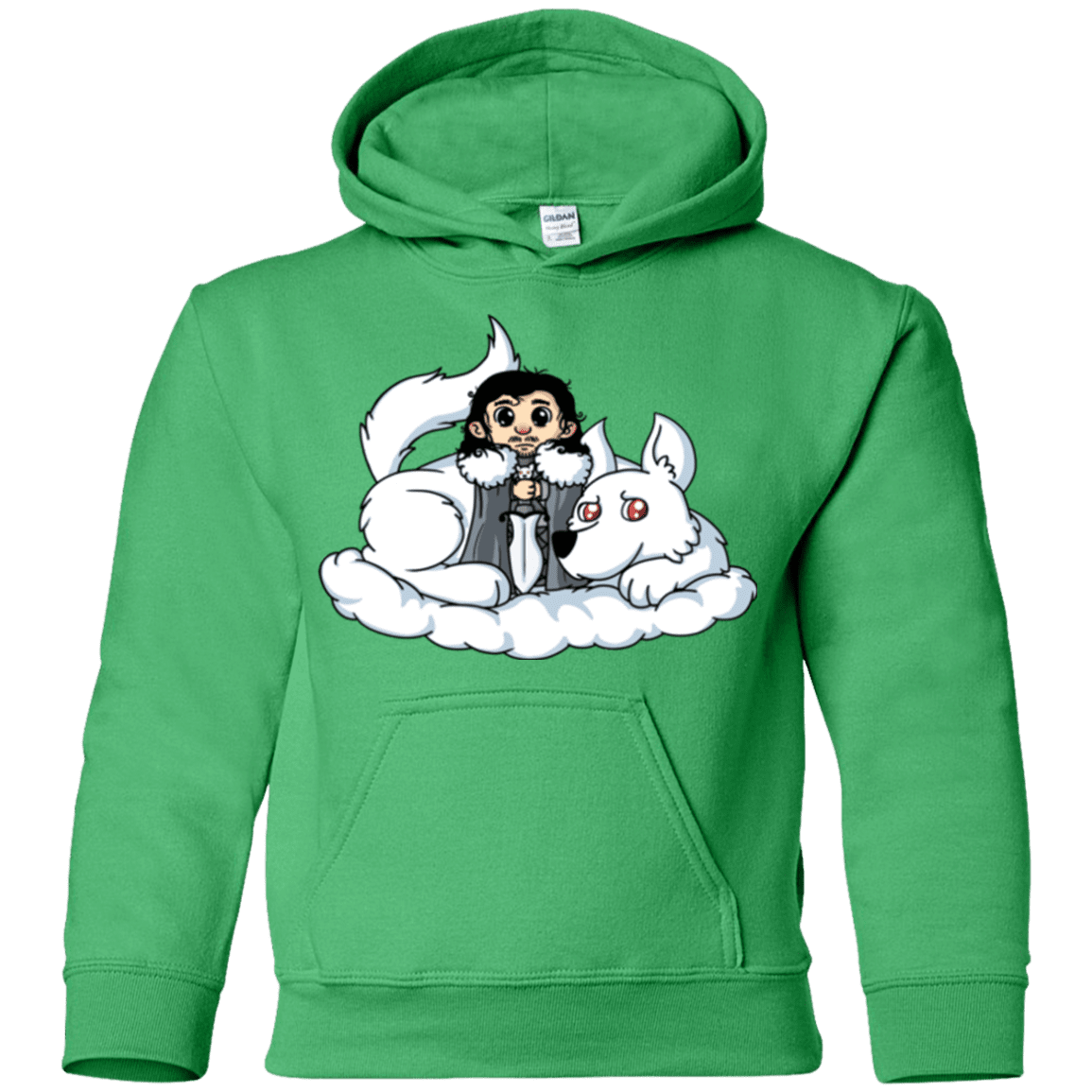 Sweatshirts Irish Green / YS Cute Jon Snow and Ghost Youth Hoodie
