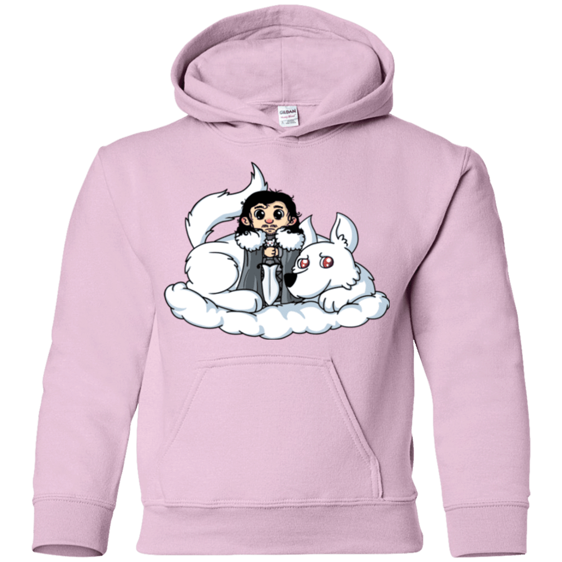 Sweatshirts Light Pink / YS Cute Jon Snow and Ghost Youth Hoodie