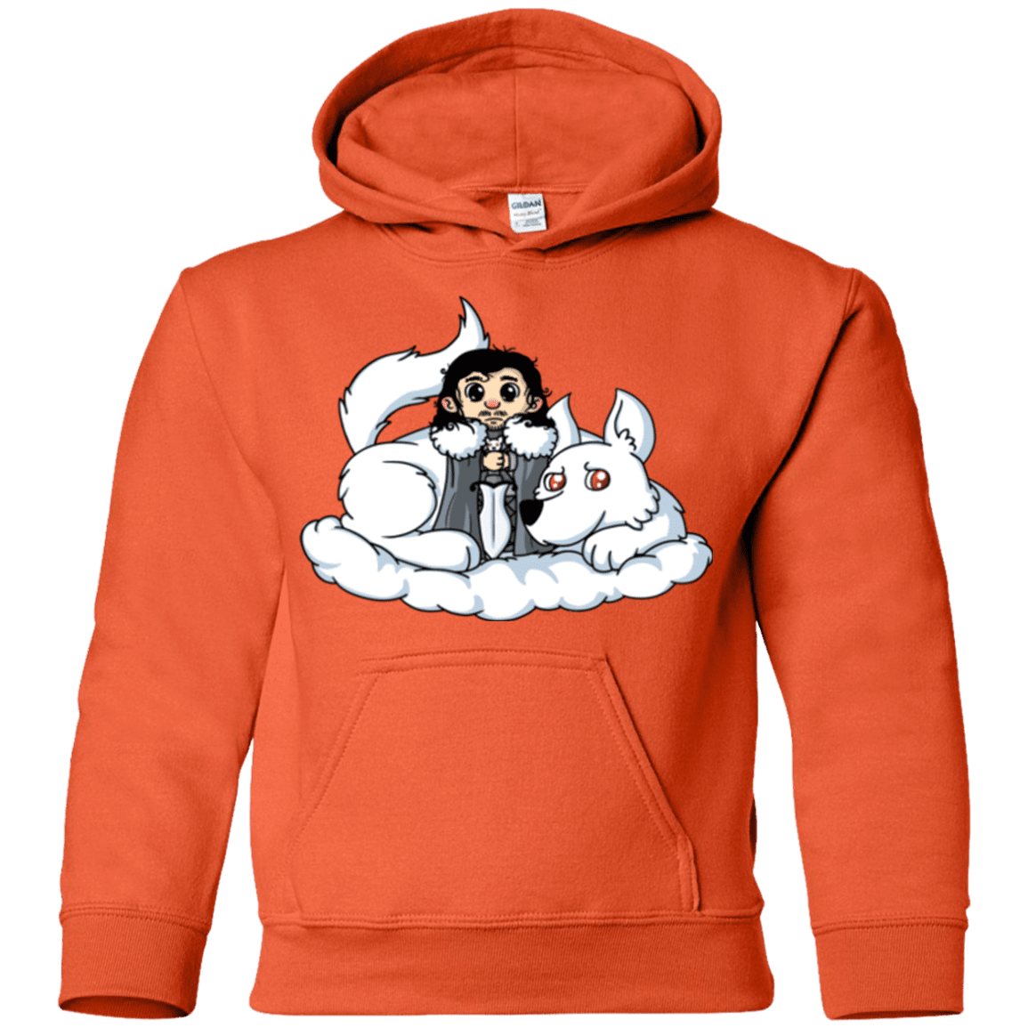 Sweatshirts Orange / YS Cute Jon Snow and Ghost Youth Hoodie